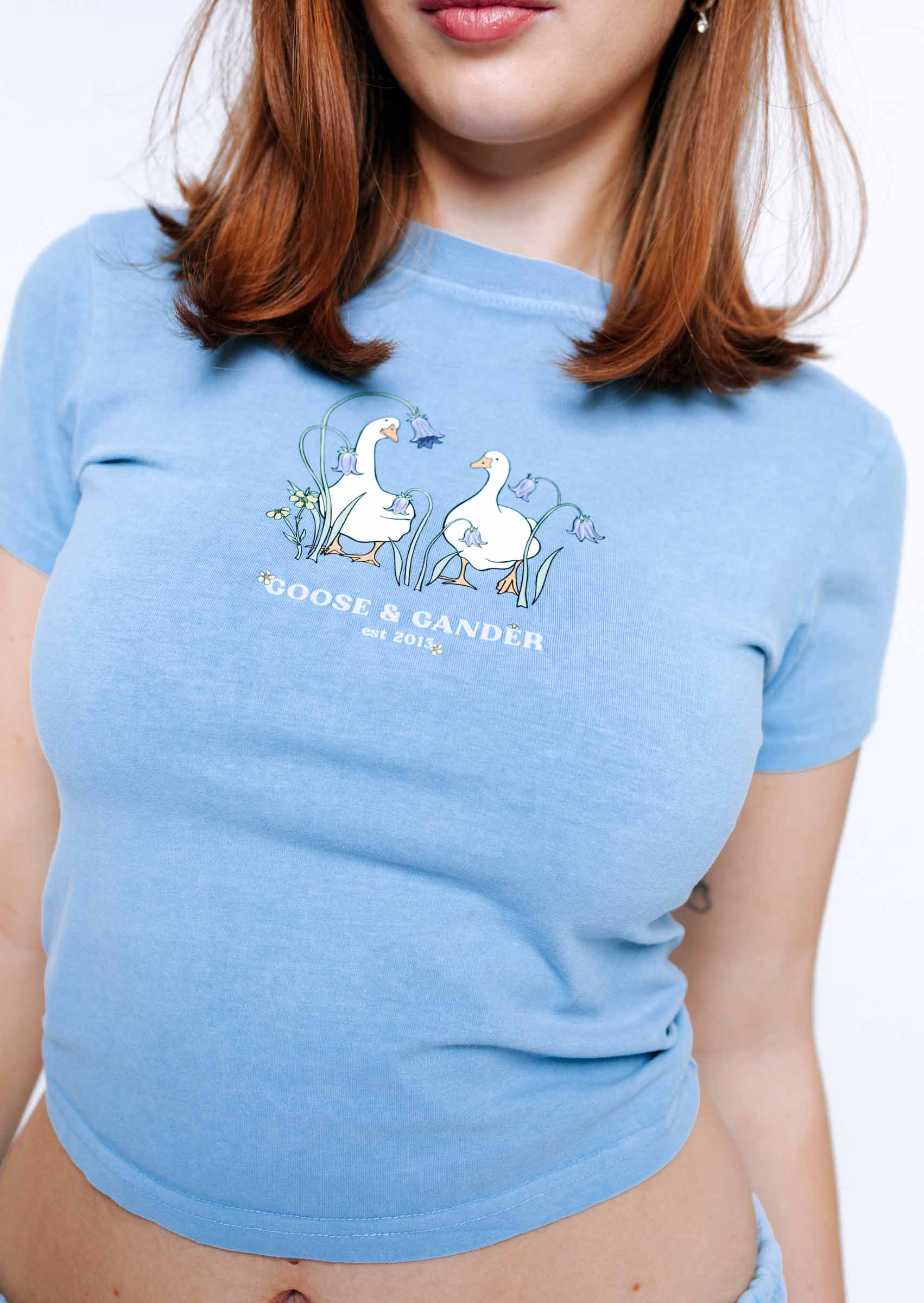 Bluebell Print Baby Tee - Washed Blue - Image 3