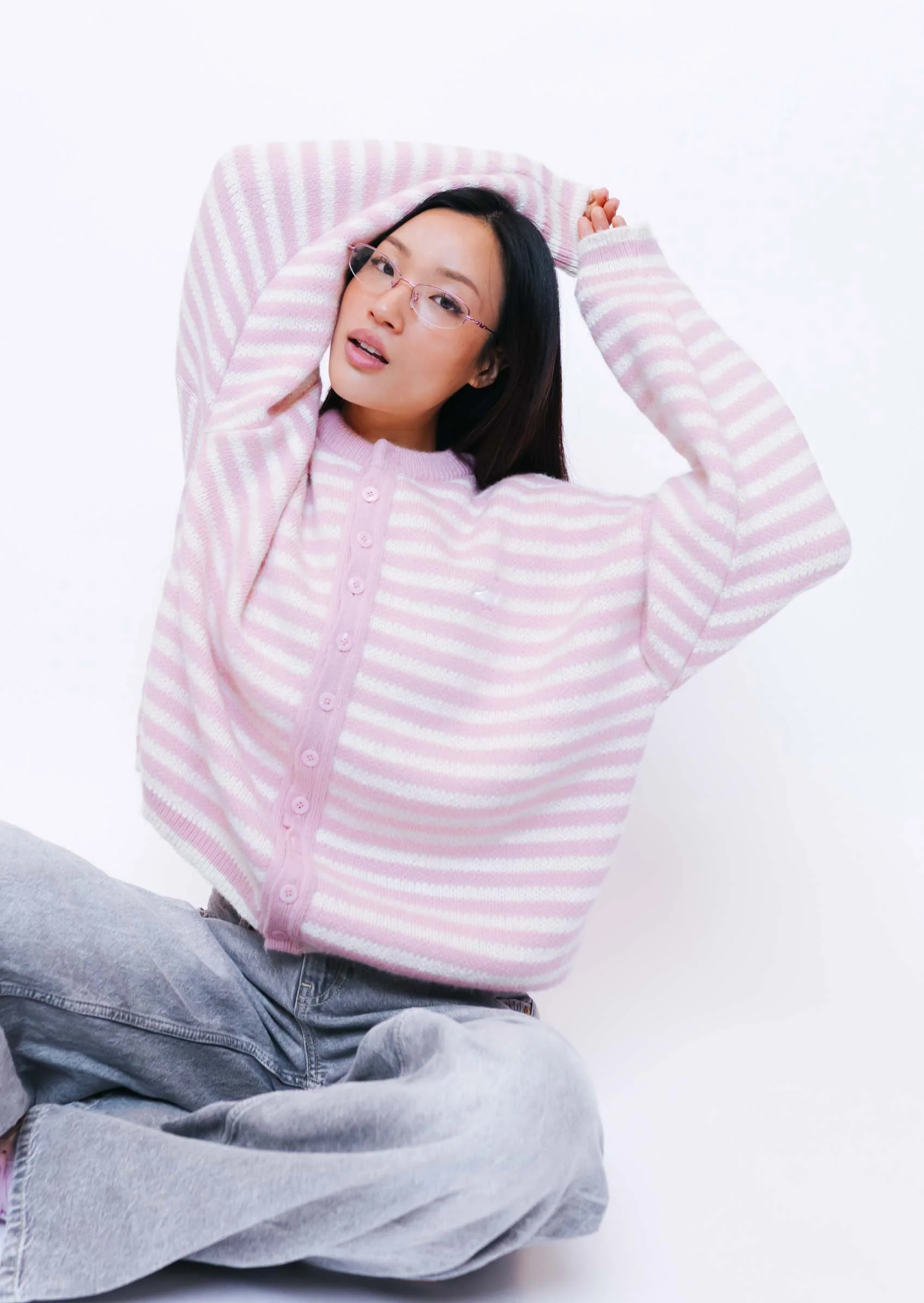 Knitted Goose Cardigan - Baby Pink - Image 3