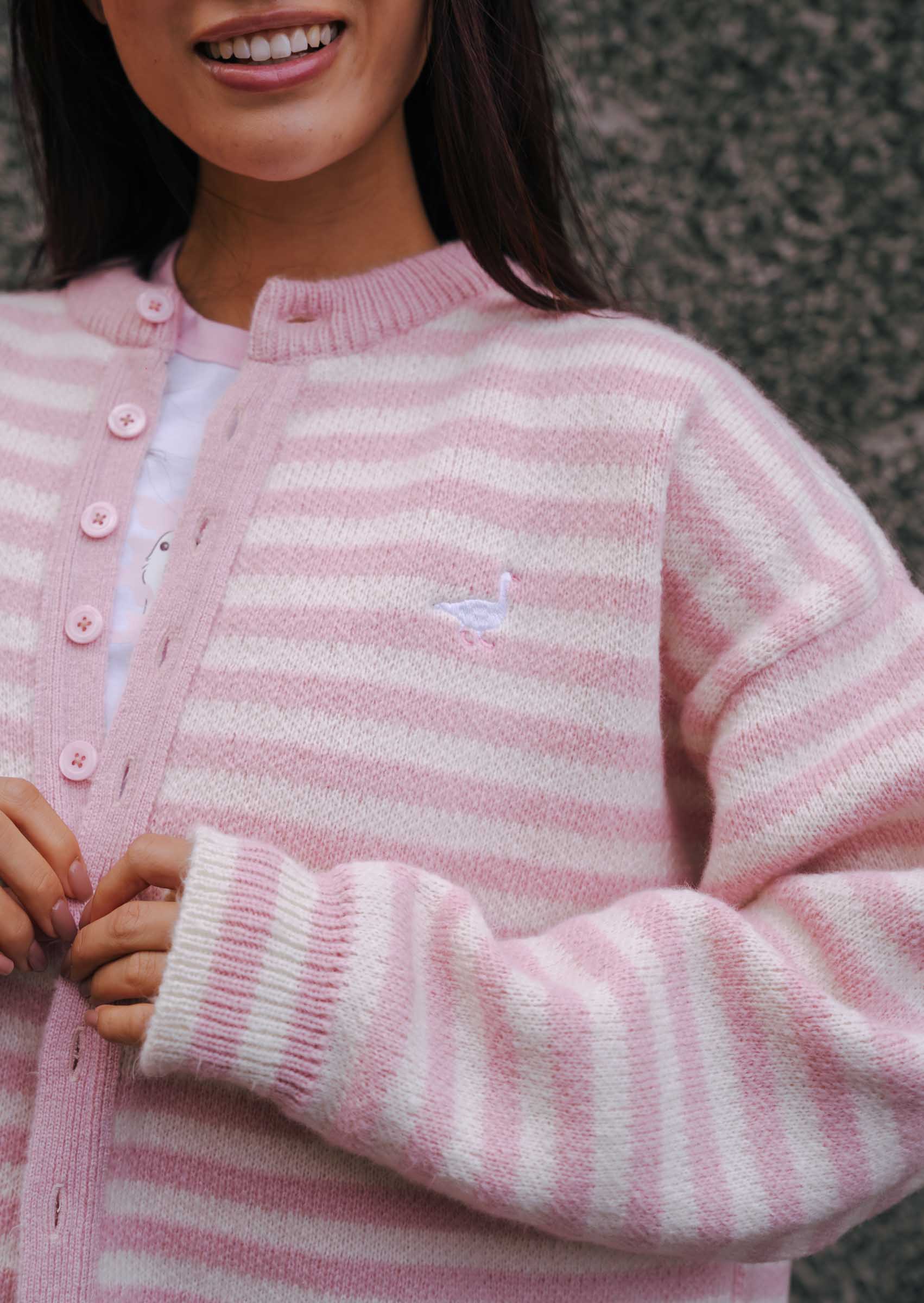 Knitted Goose Cardigan - Baby Pink - Image 4