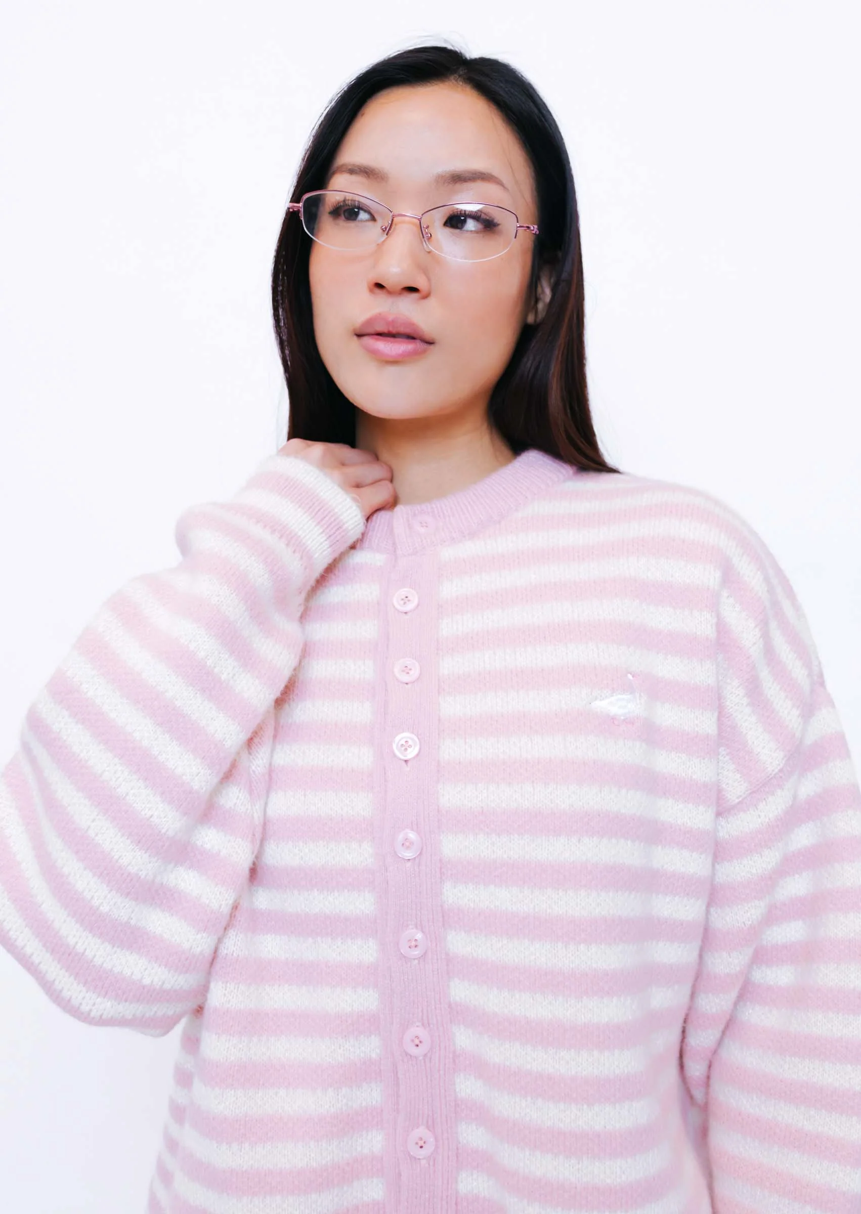 Knitted Goose Cardigan - Baby Pink - Image 5