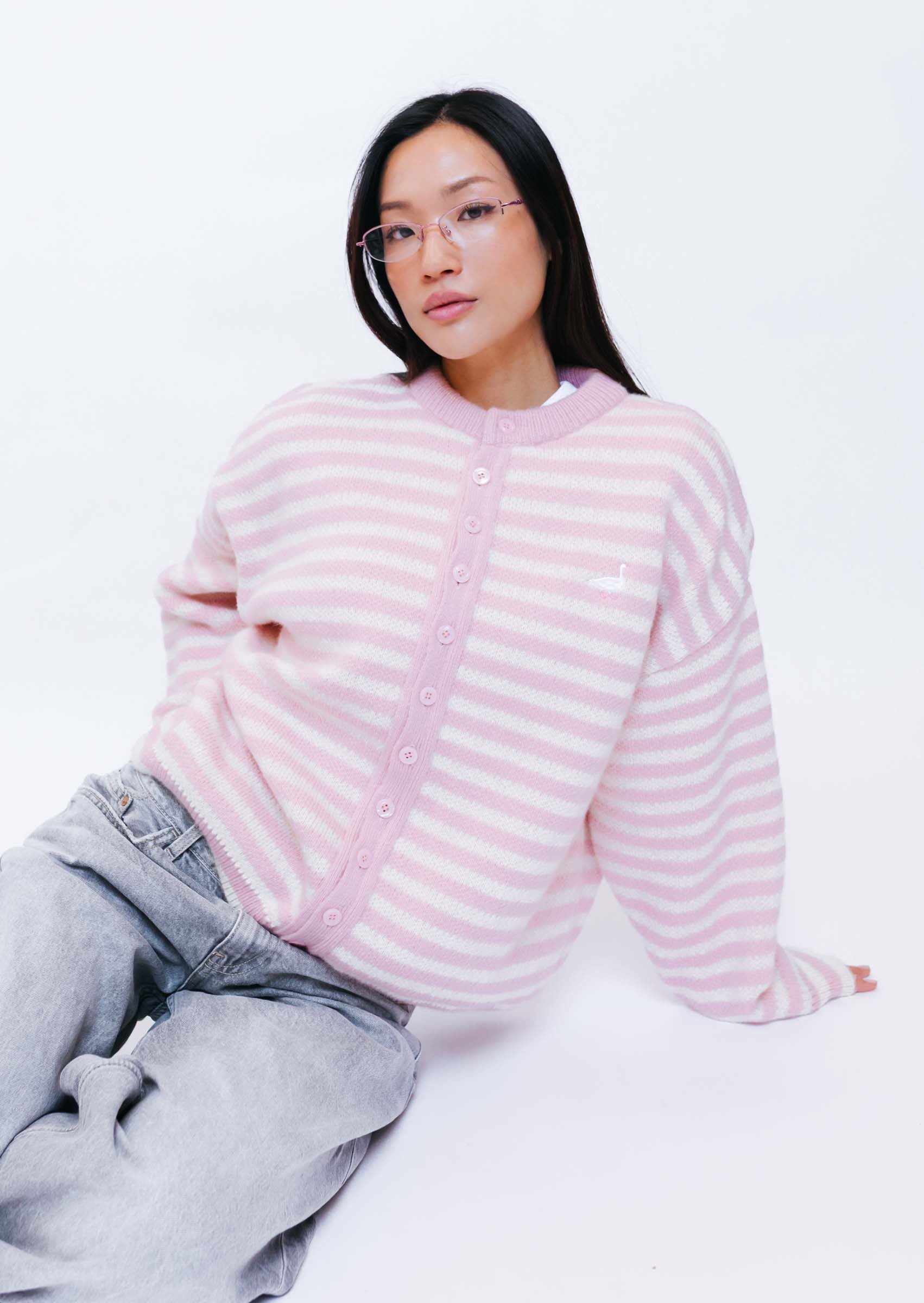 Knitted Goose Cardigan - Baby Pink - Image 9
