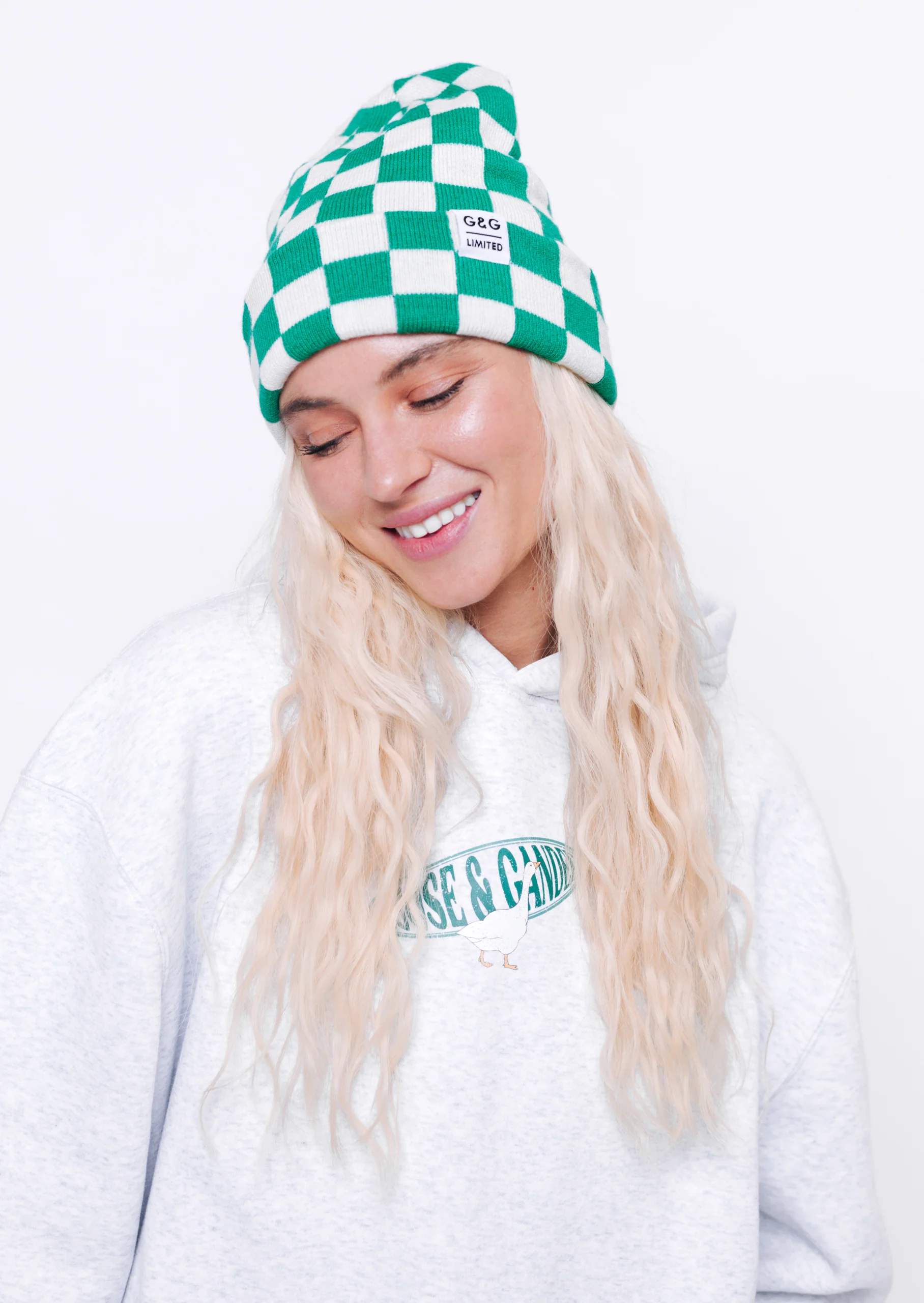L&L Checkered Beanie - Green/White - Image 10