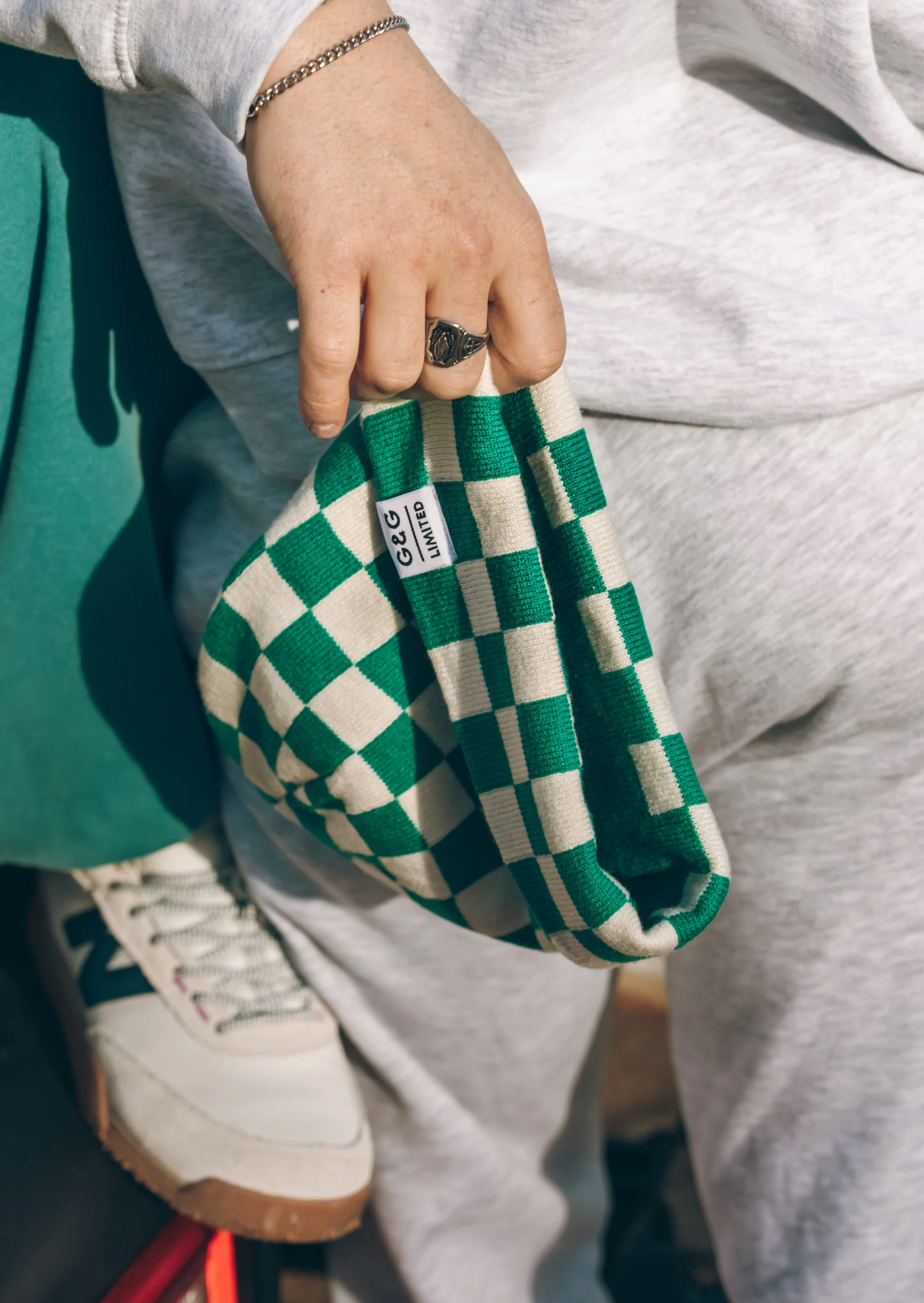 L&L Checkered Beanie - Green/White - Image 3
