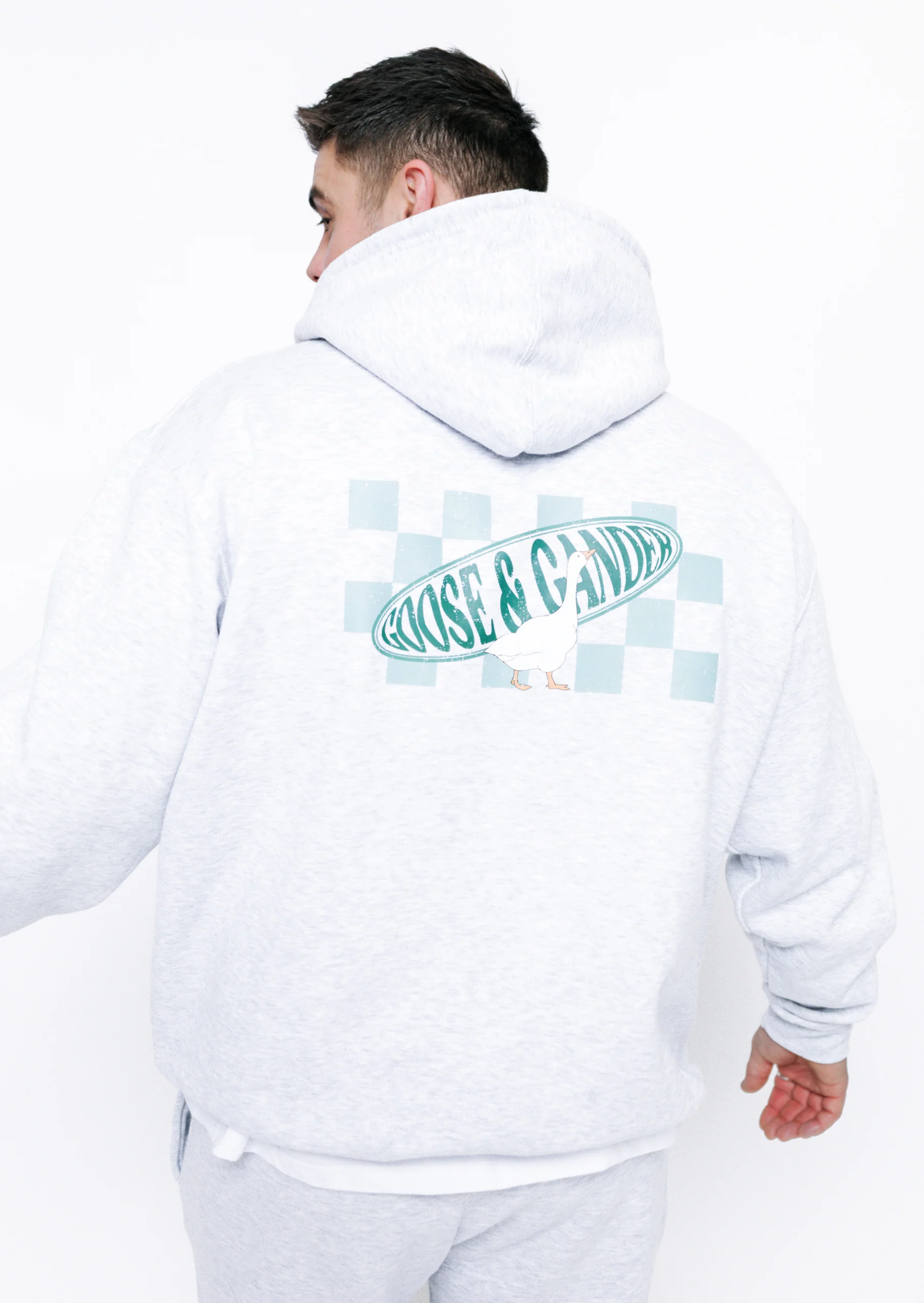 L&L Checkered Hoodie - Ash Grey - Image 3