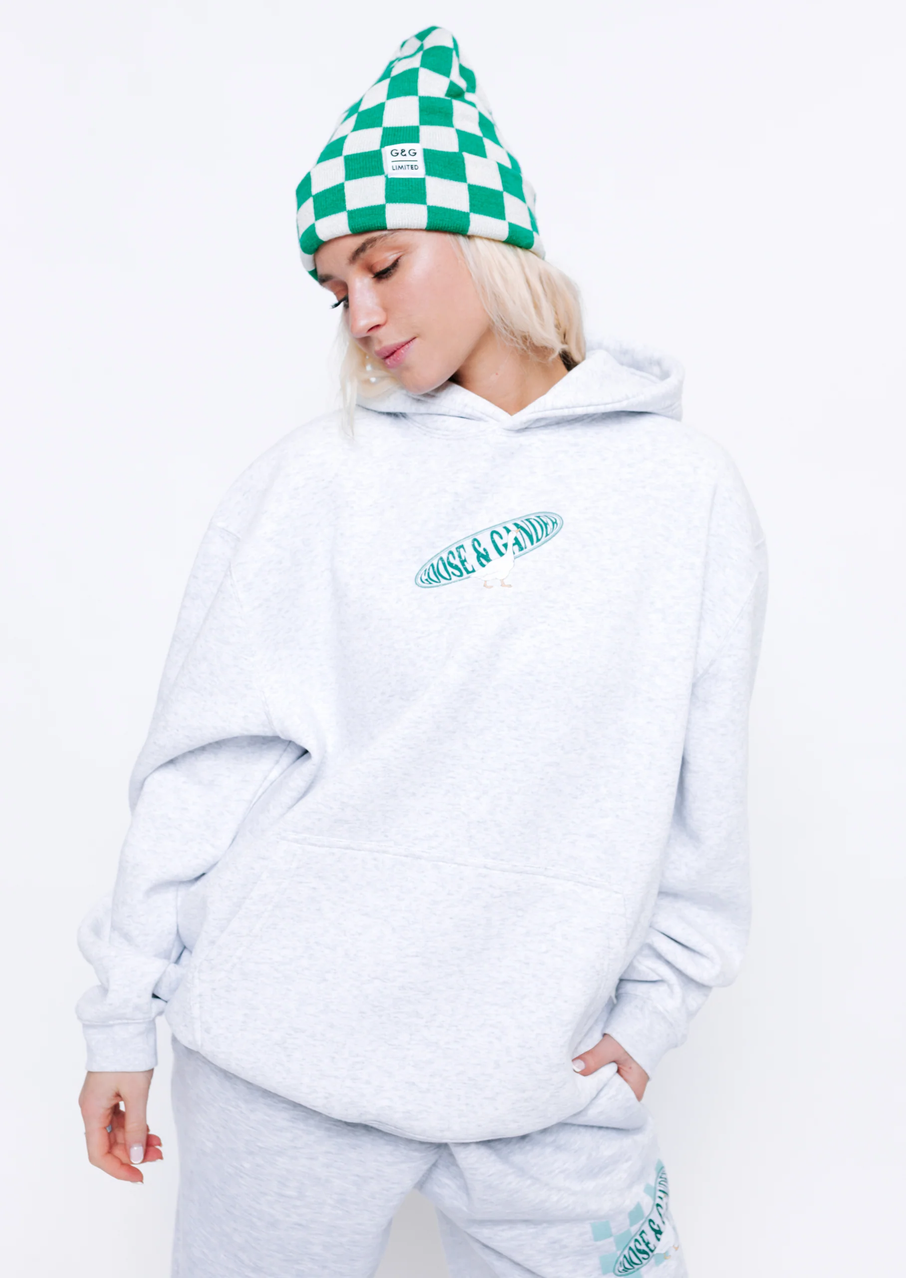 L&L Checkered Hoodie - Ash Grey - Image 5