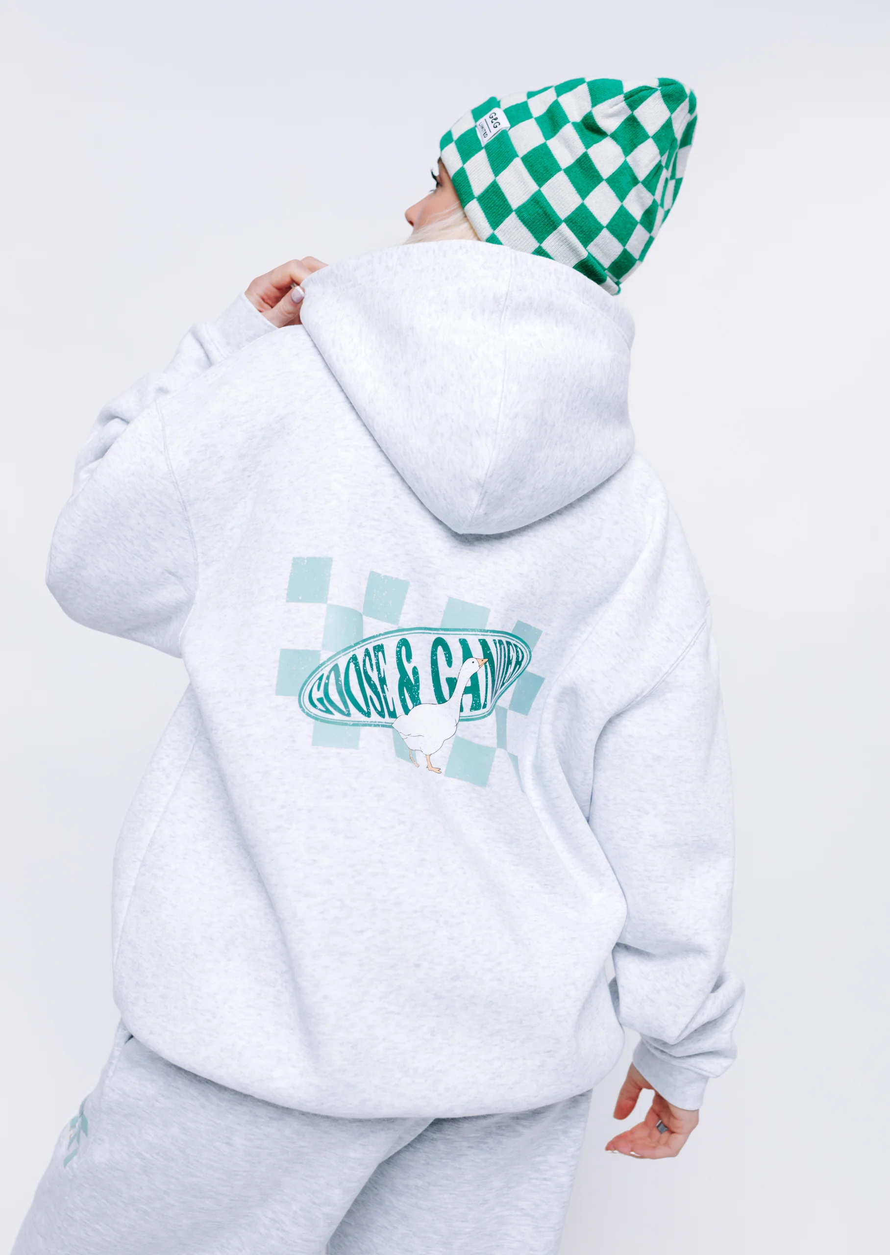 L&L Checkered Hoodie - Ash Grey - Image 7