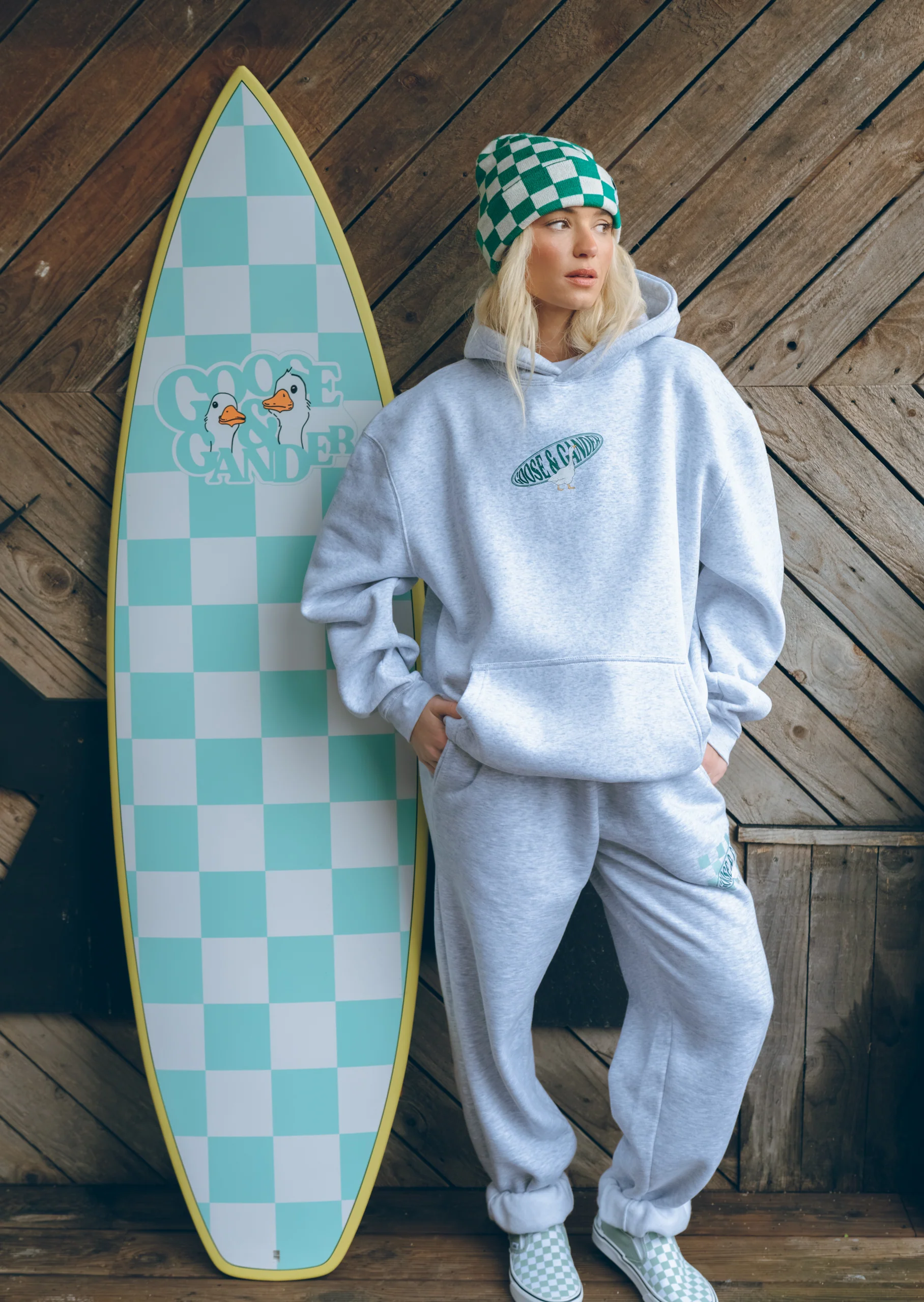 L&L Checkered Hoodie - Ash Grey - Image 8