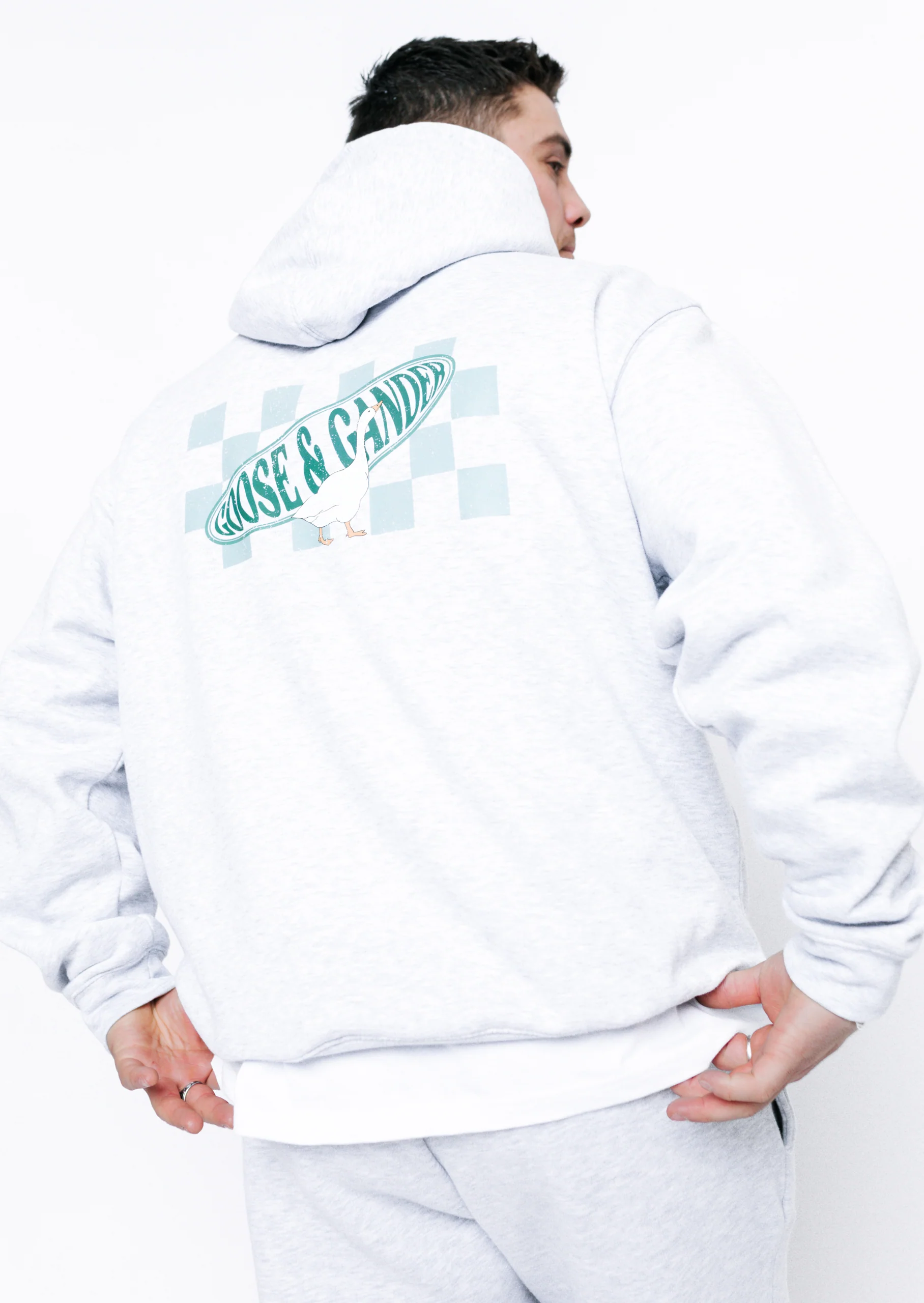 L&L Checkered Hoodie - Ash Grey - Image 9