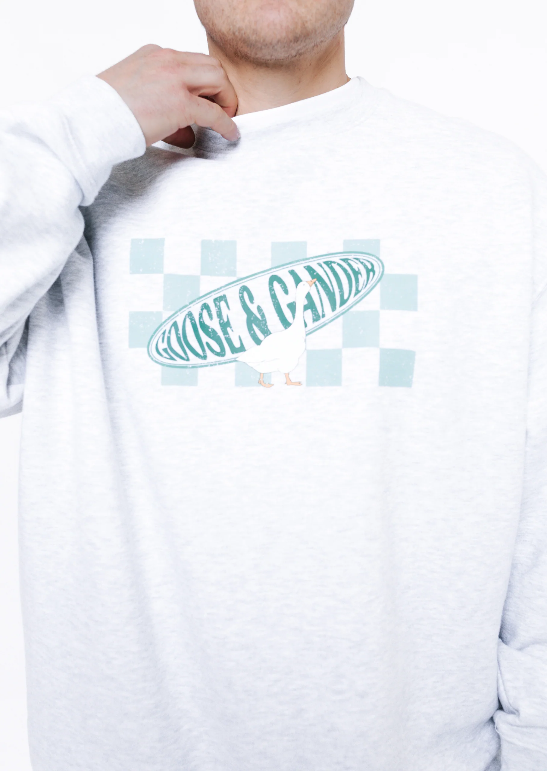 L&L Checkered Printed Sweatshirt - Ash Grey - Image 8