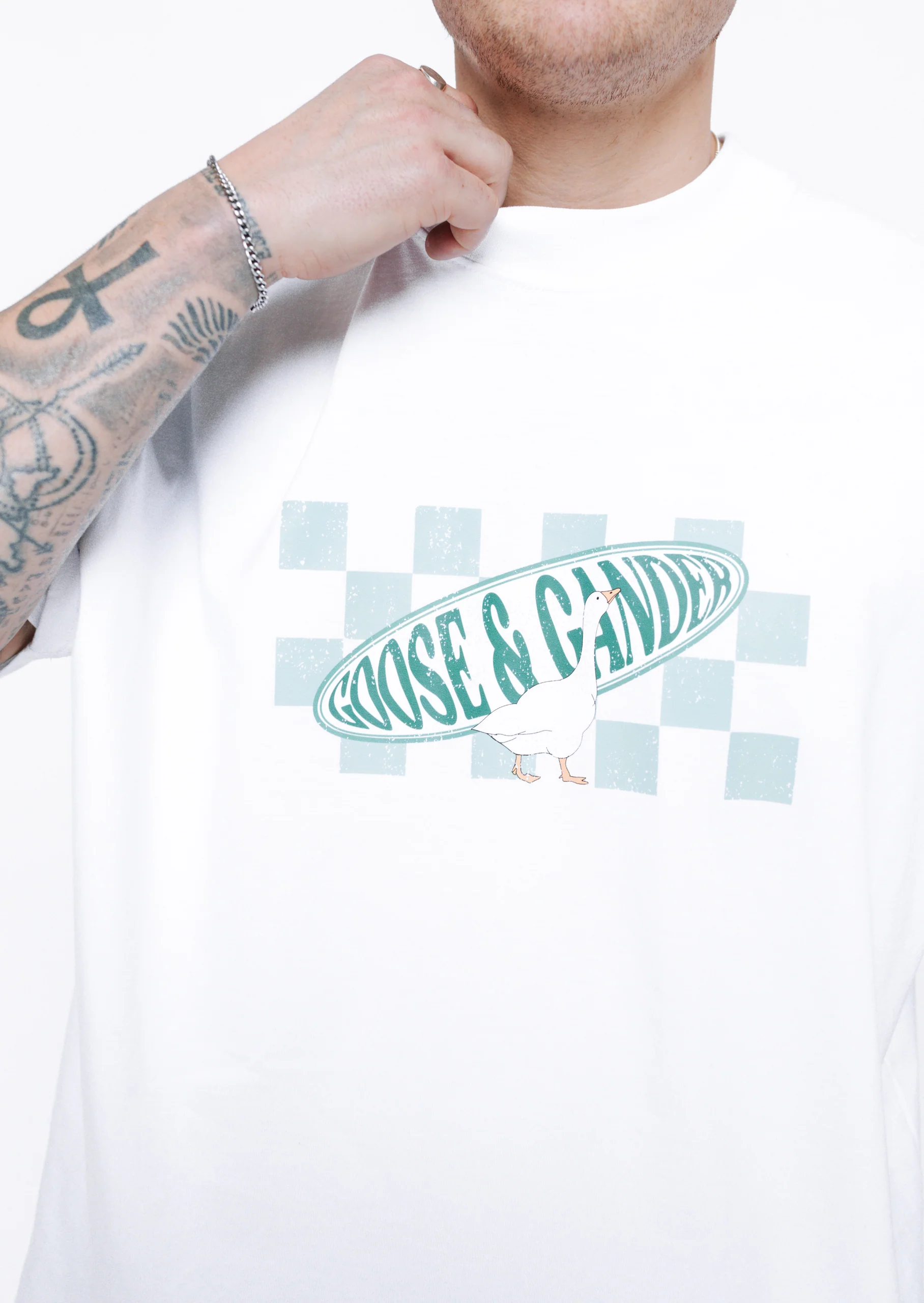 L&L Checkered Printed Tee - White - Image 2