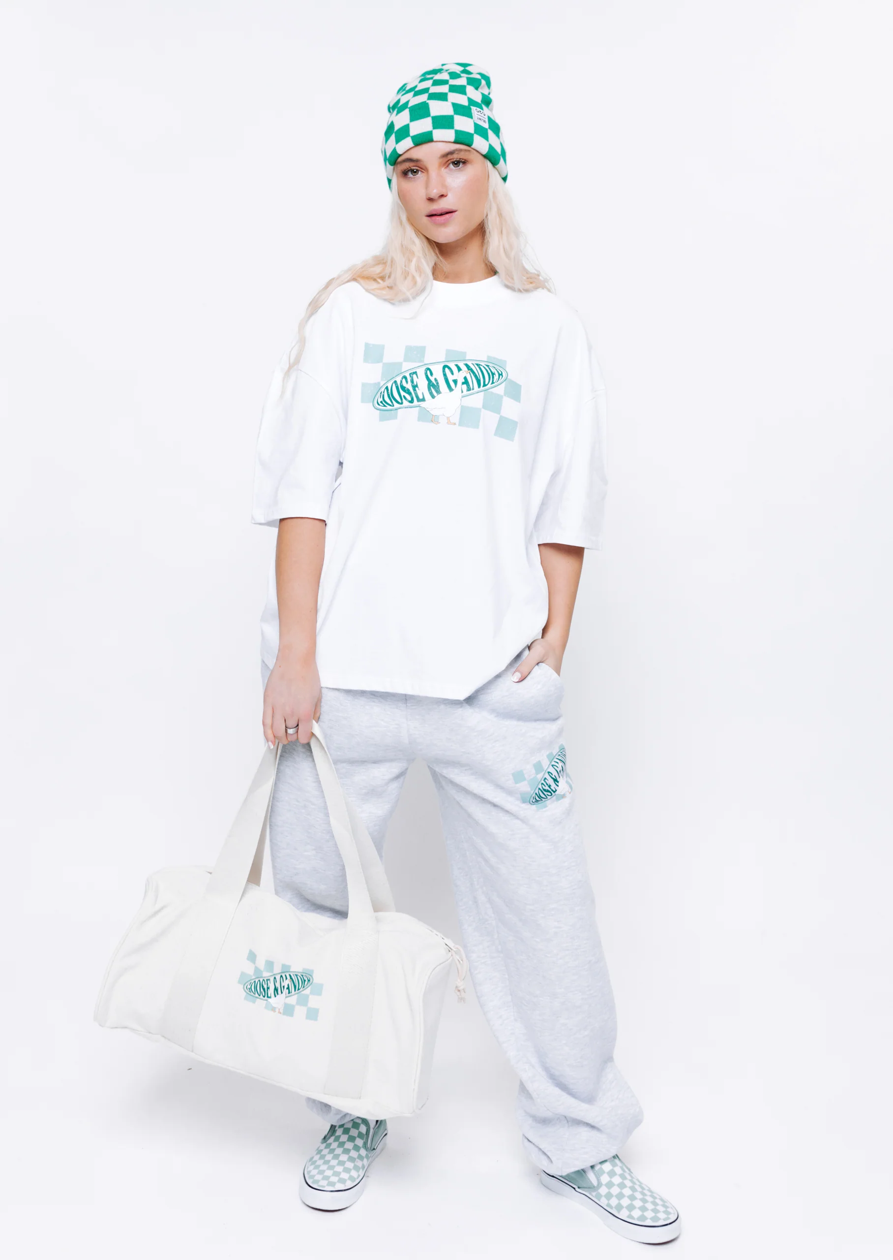 L&L Checkered Printed Tee - White - Image 4