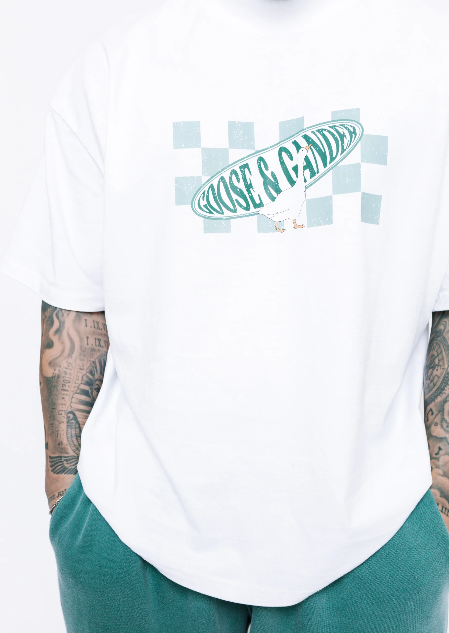 L&L Checkered Printed Tee - White - Image 5