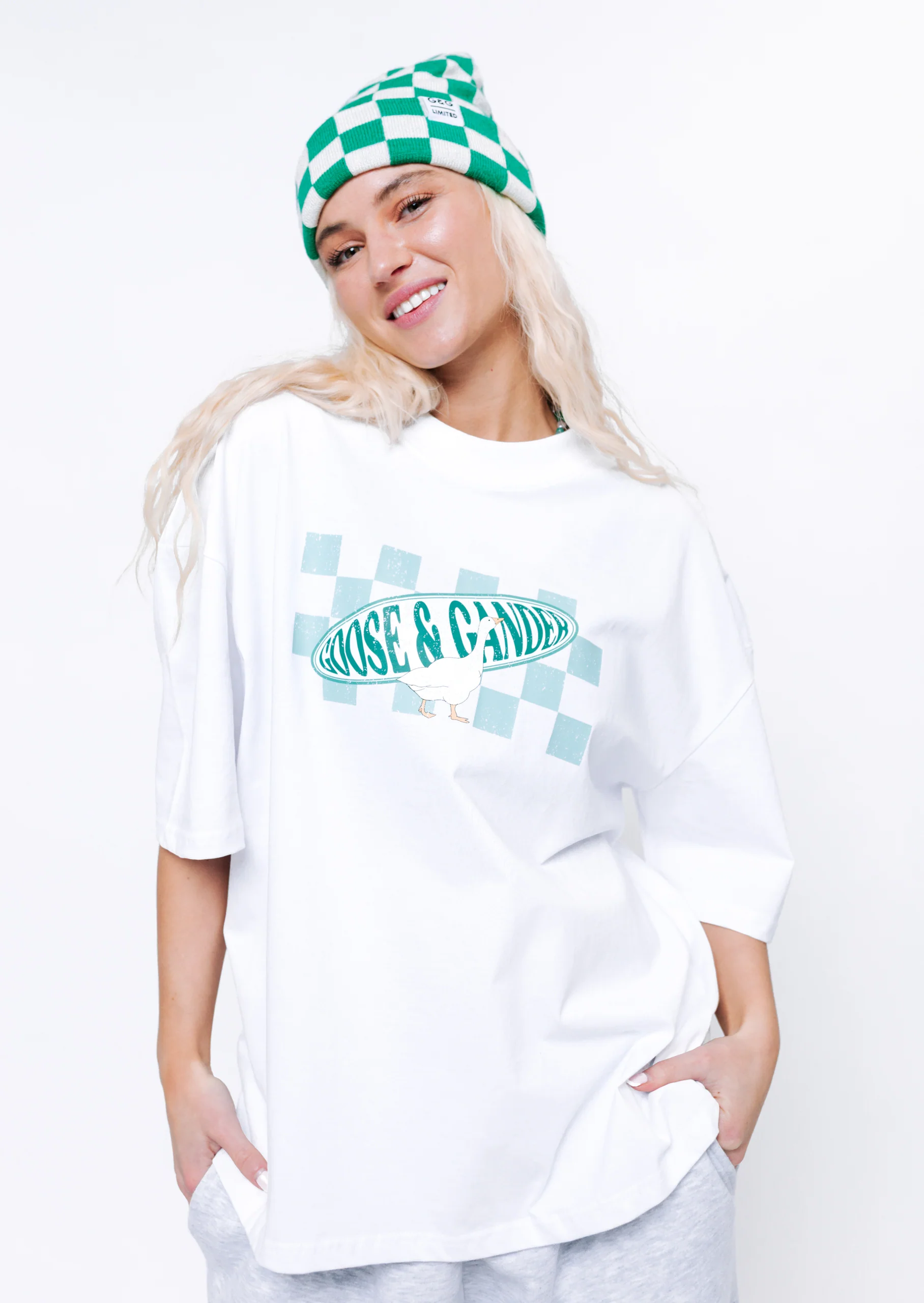 L&L Checkered Printed Tee - White - Image 8