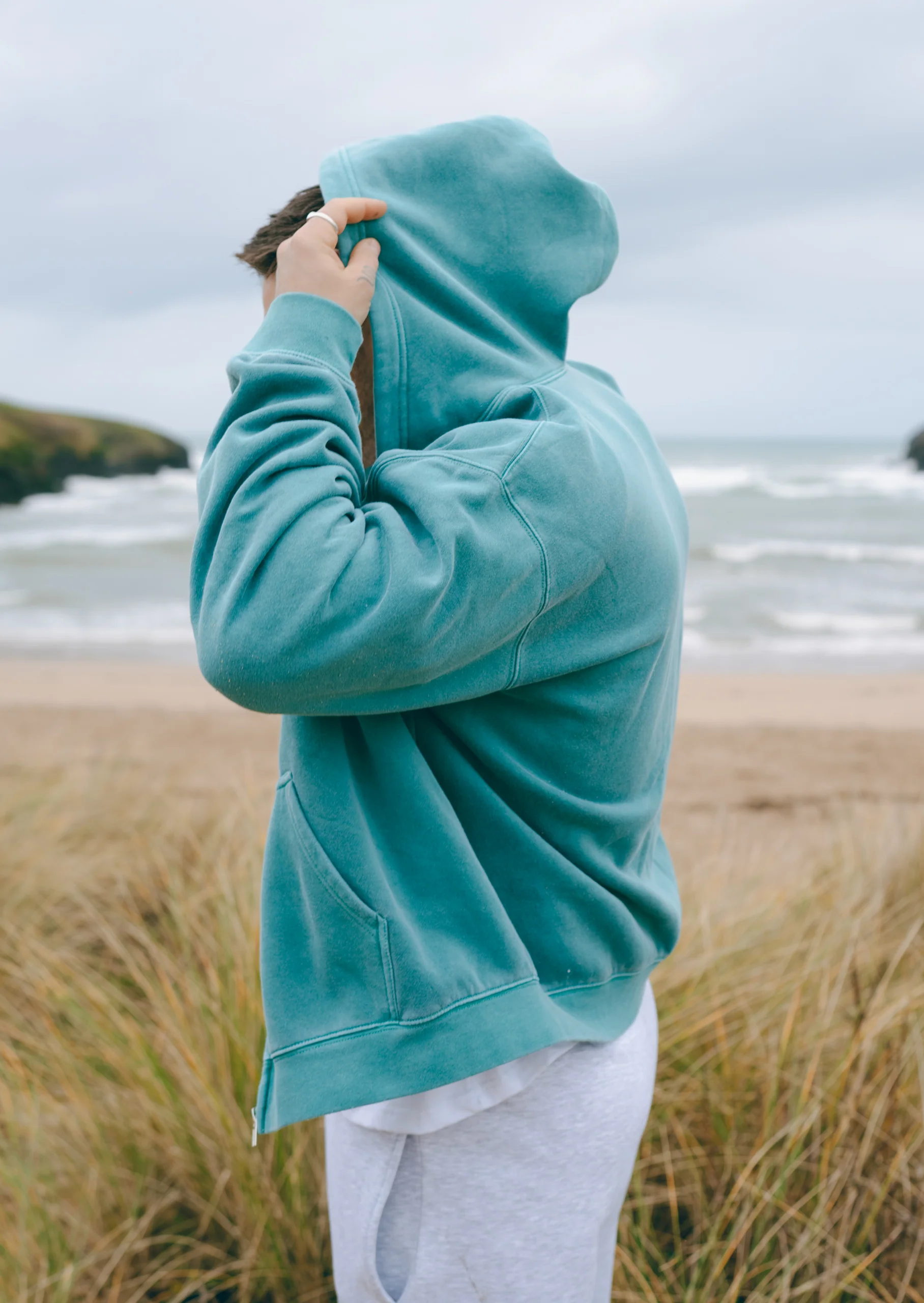L&L Goose Embroidered Full Zip Hoodie - Washed Green - Image 8
