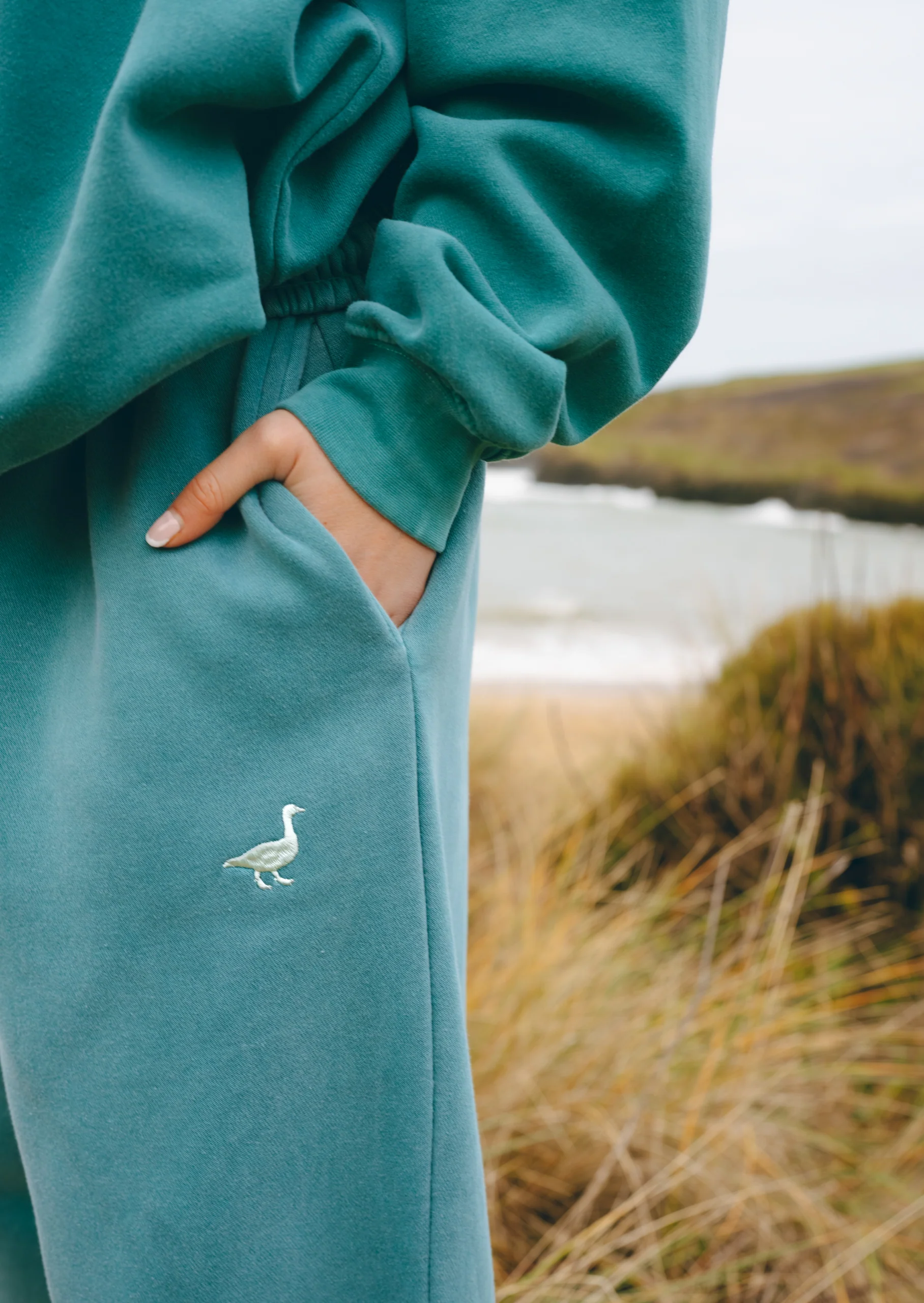 L&L Goose Embroidered Joggers - Washed Green