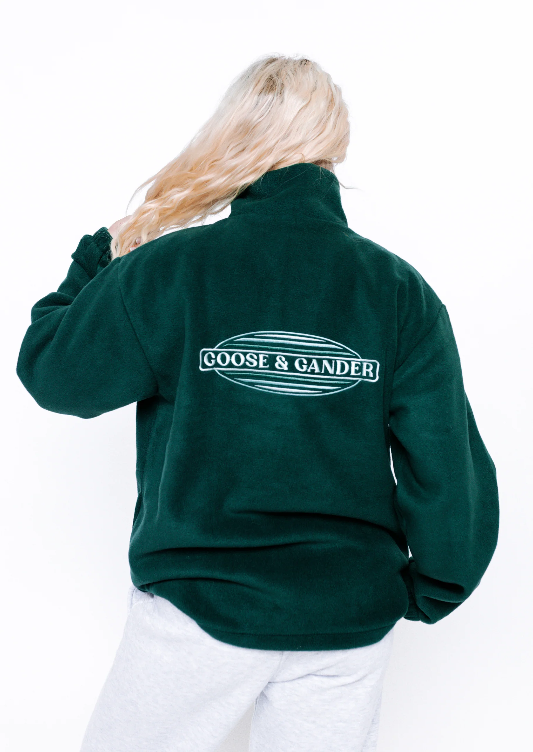 L&L Oval Embroidered 1/4 Zip Fleece - Forest Green - Image 10