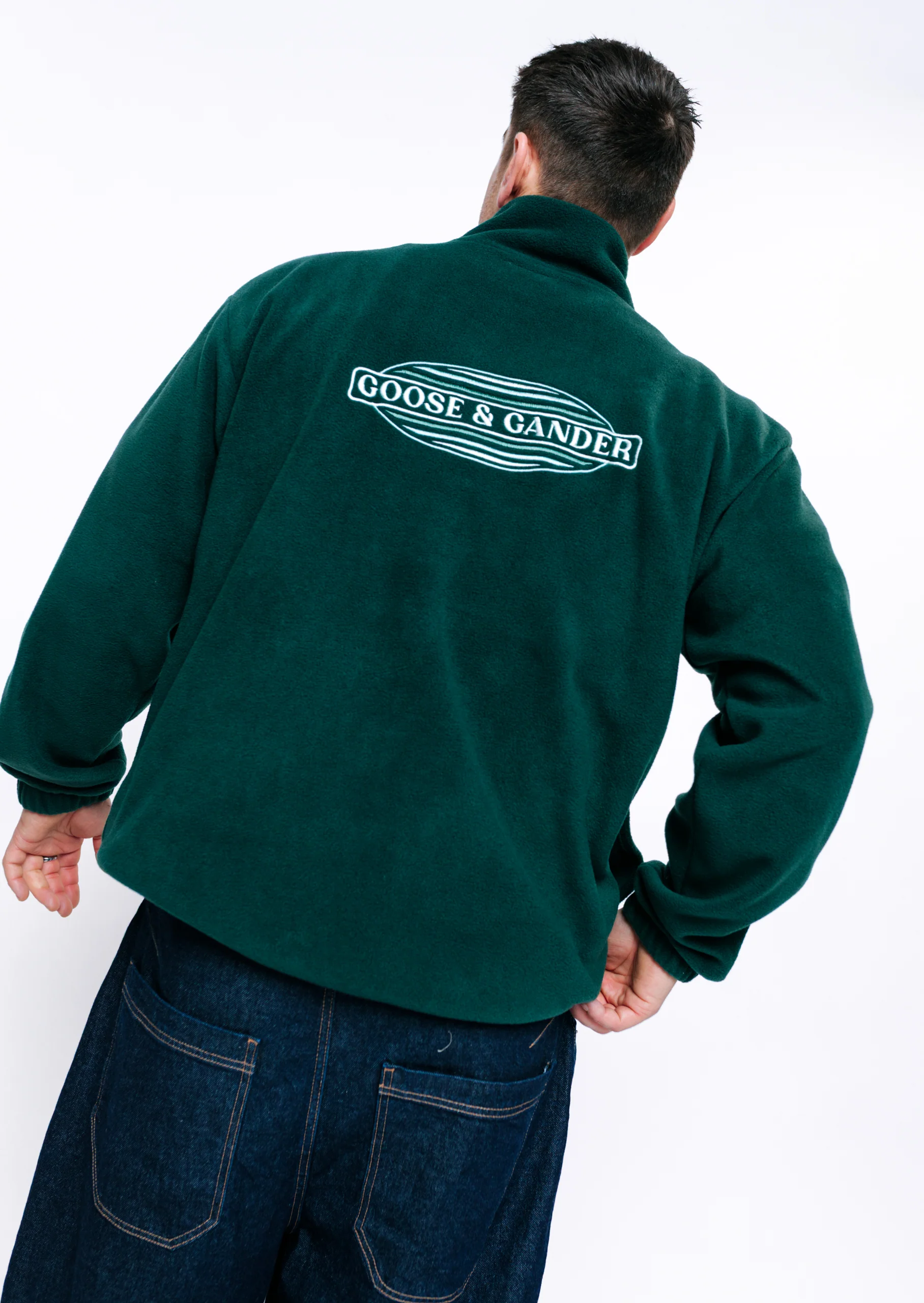 L&L Oval Embroidered 1/4 Zip Fleece - Forest Green - Image 2