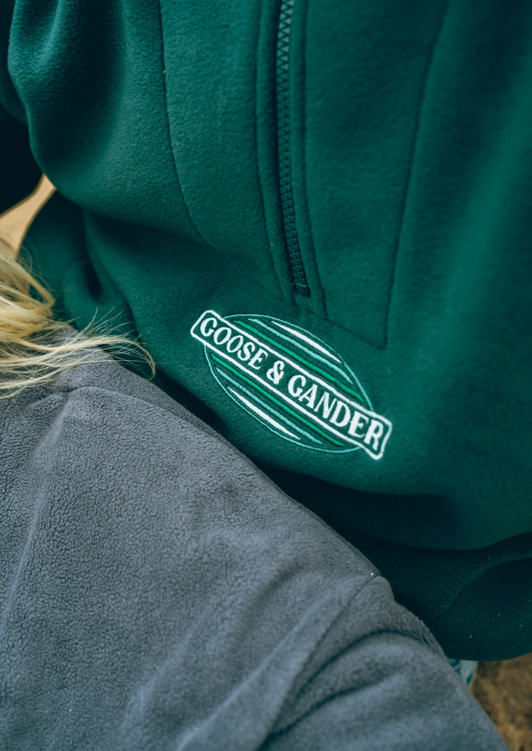 L&L Oval Embroidered 1/4 Zip Fleece - Forest Green - Image 3
