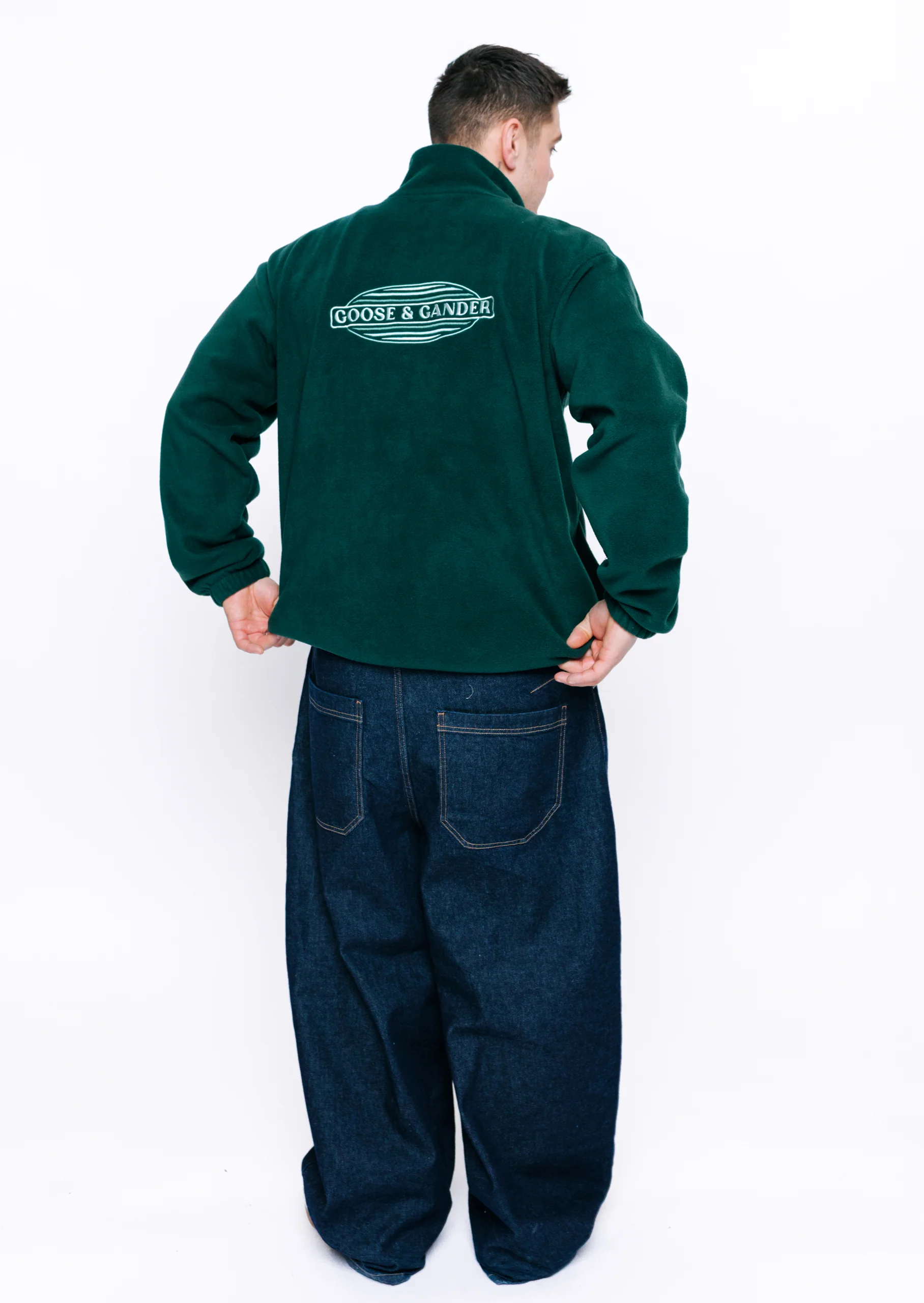 L&L Oval Embroidered 1/4 Zip Fleece - Forest Green - Image 5