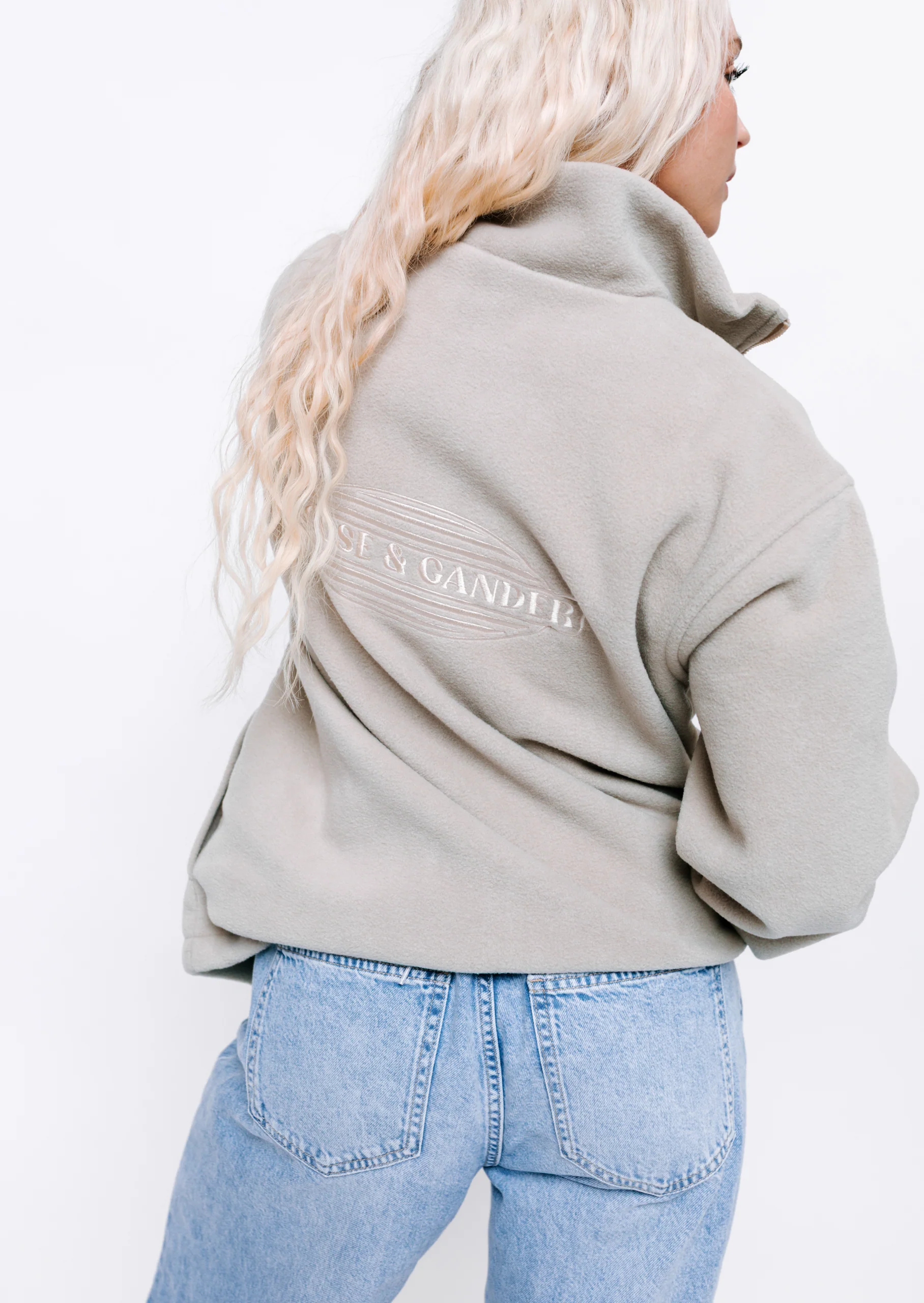 L&L Oval Embroidered Full Zip Fleece - Sand - Image 10