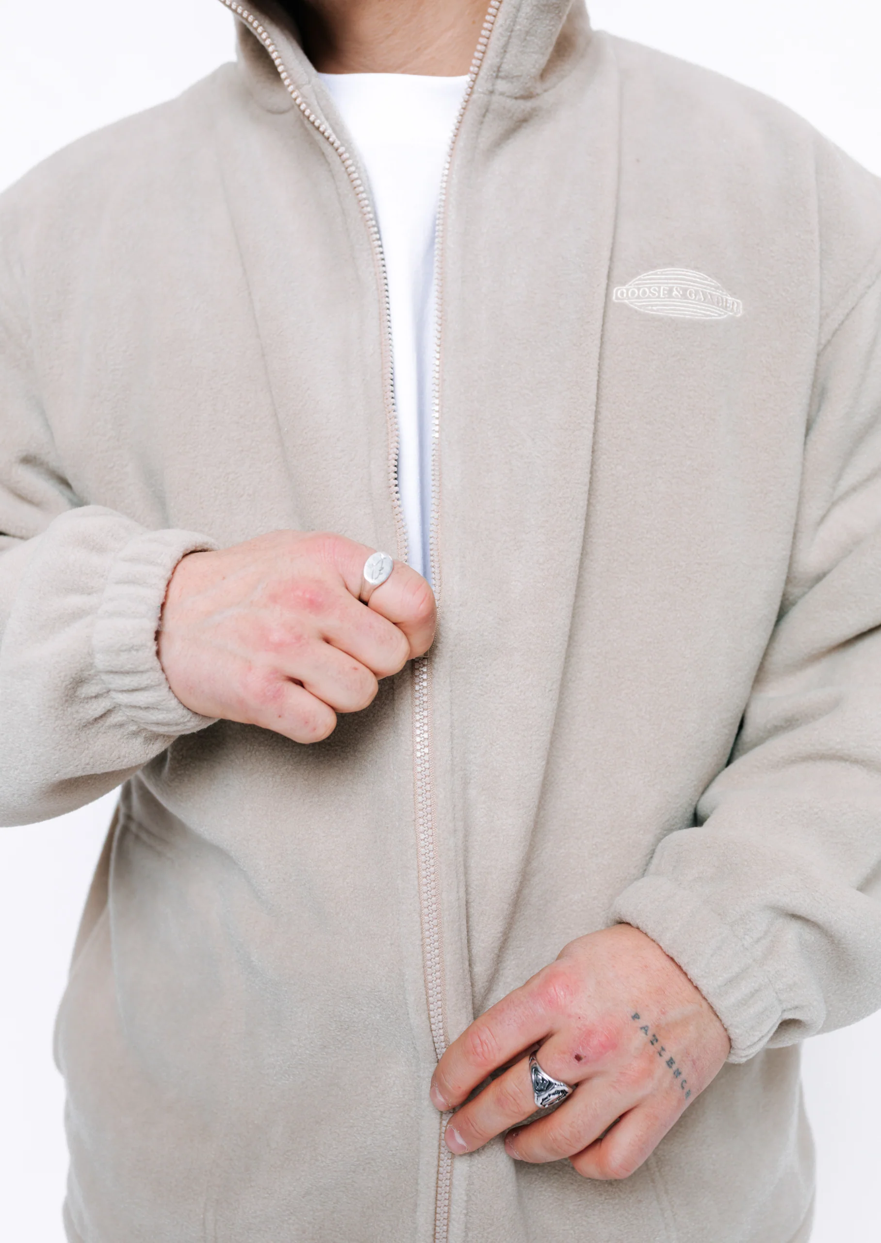 L&L Oval Embroidered Full Zip Fleece - Sand - Image 12