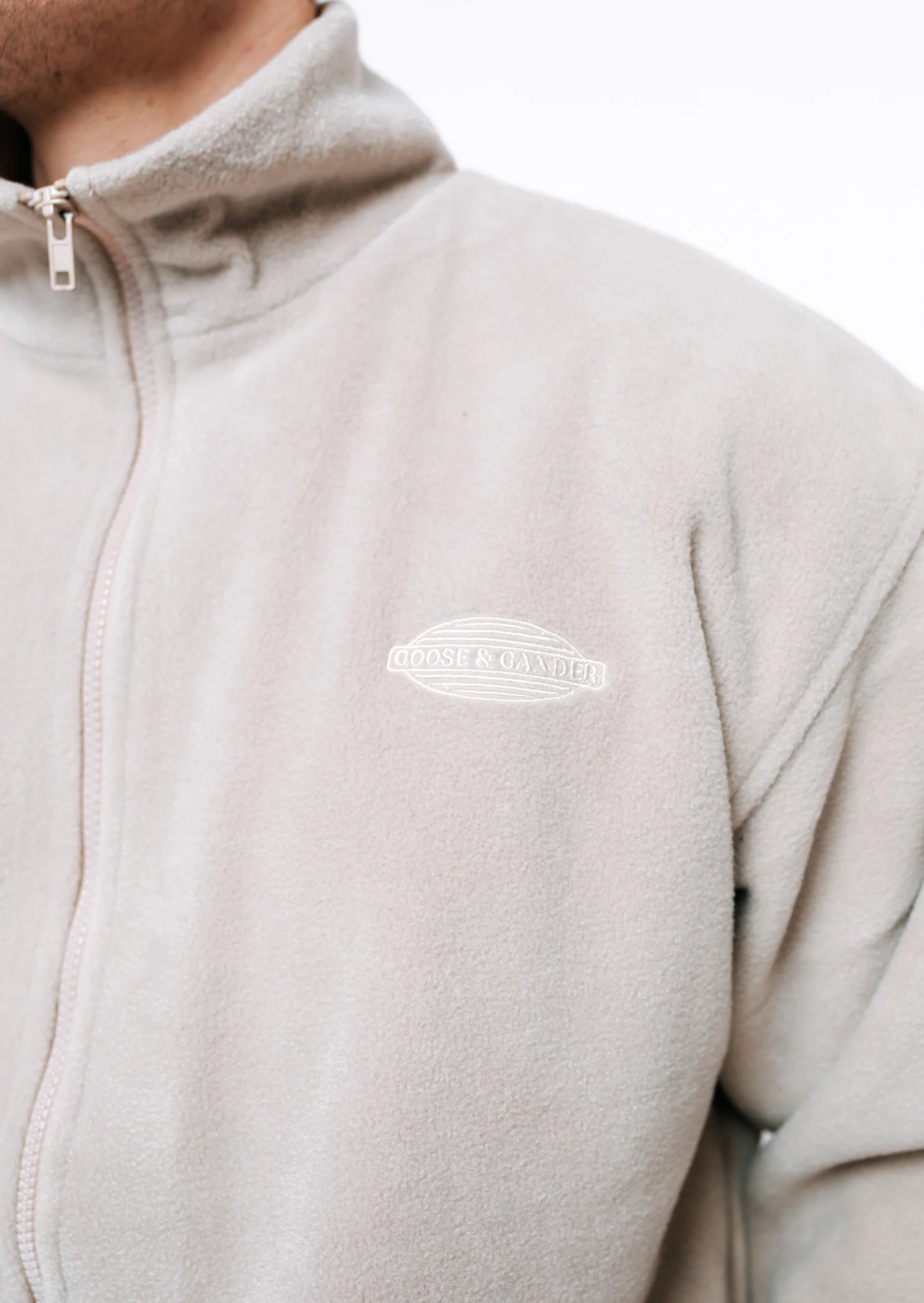 L&L Oval Embroidered Full Zip Fleece - Sand - Image 8
