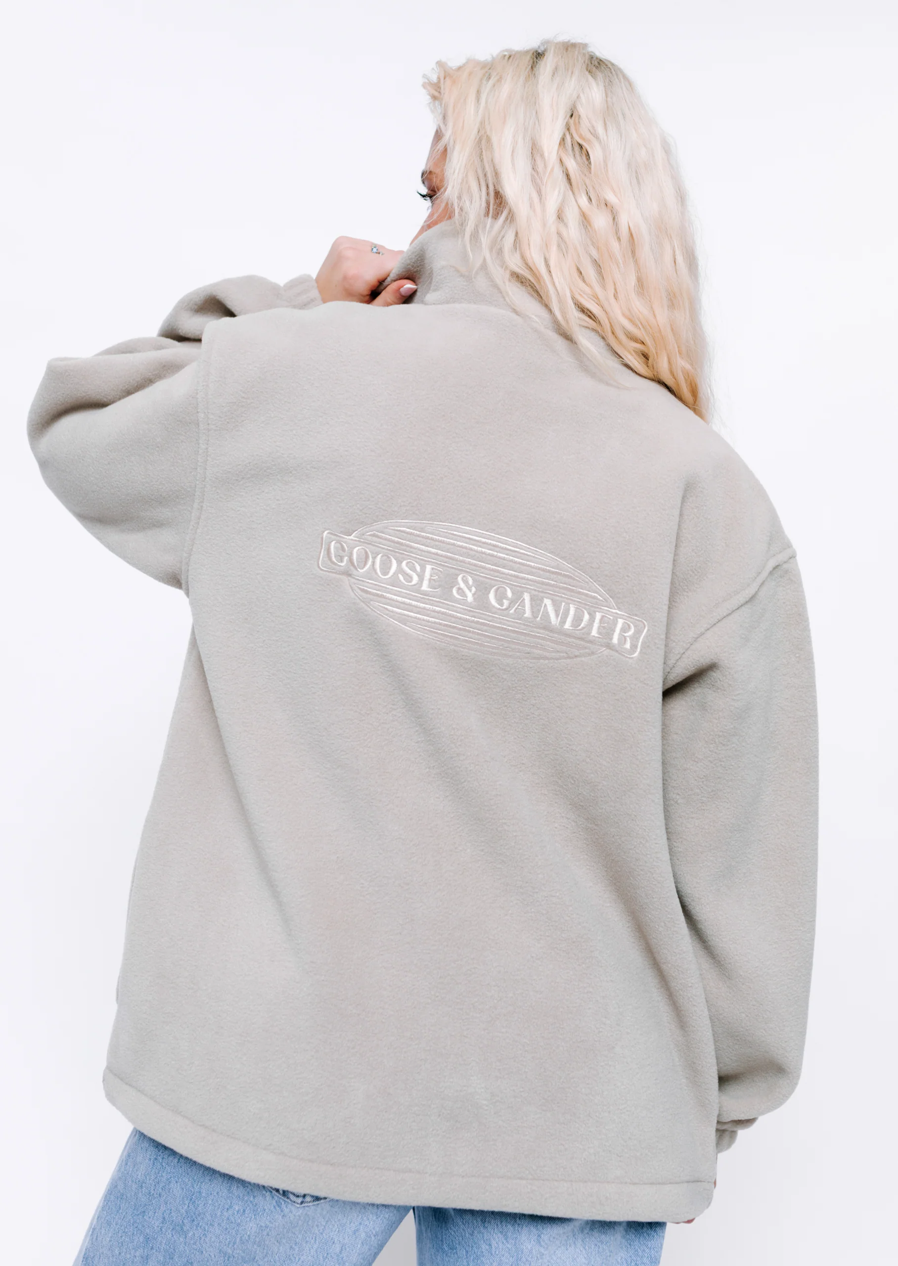 L&L Oval Embroidered Full Zip Fleece - Sand - Image 9