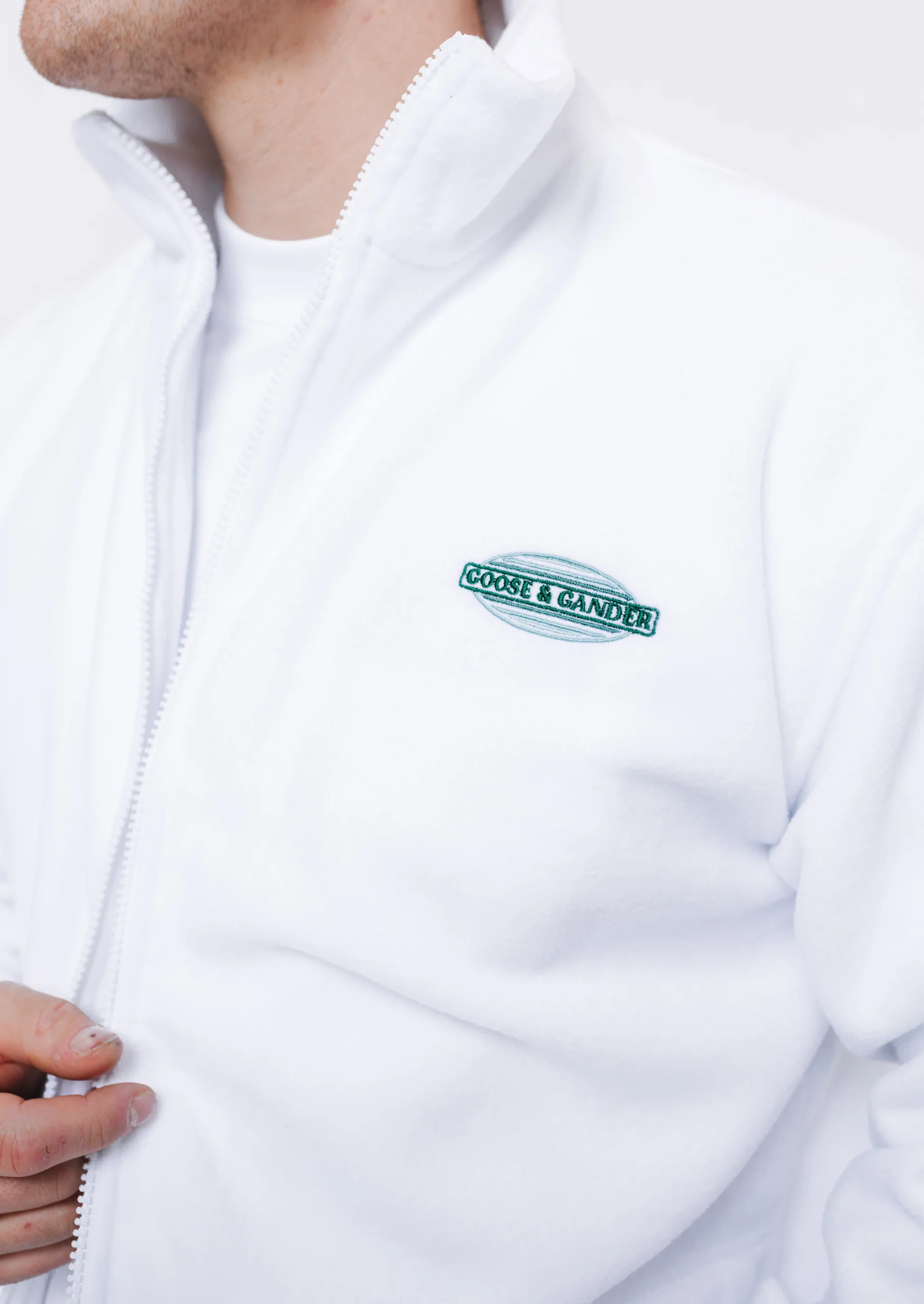 L&L Oval Embroidered Full Zip Fleece - White - Image 12