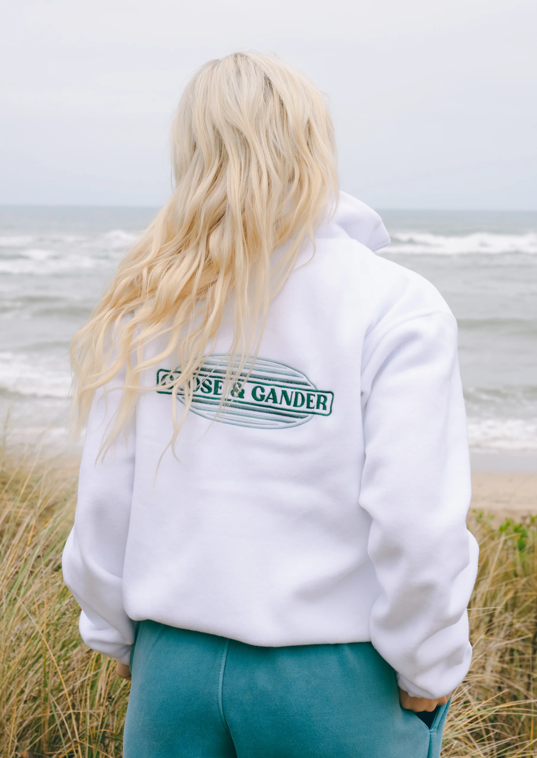 L&L Oval Embroidered Full Zip Fleece - White - Image 4