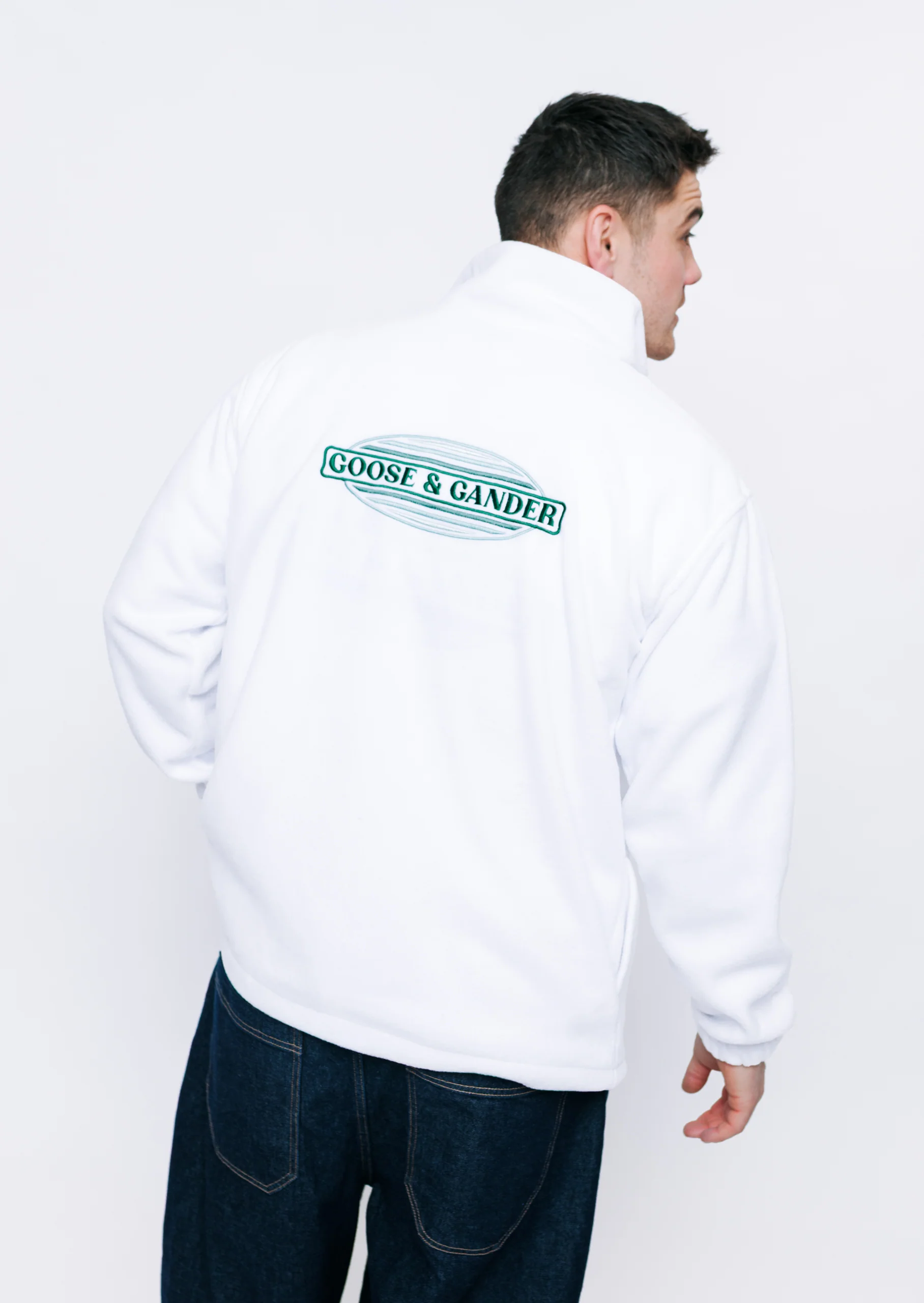 L&L Oval Embroidered Full Zip Fleece - White - Image 7