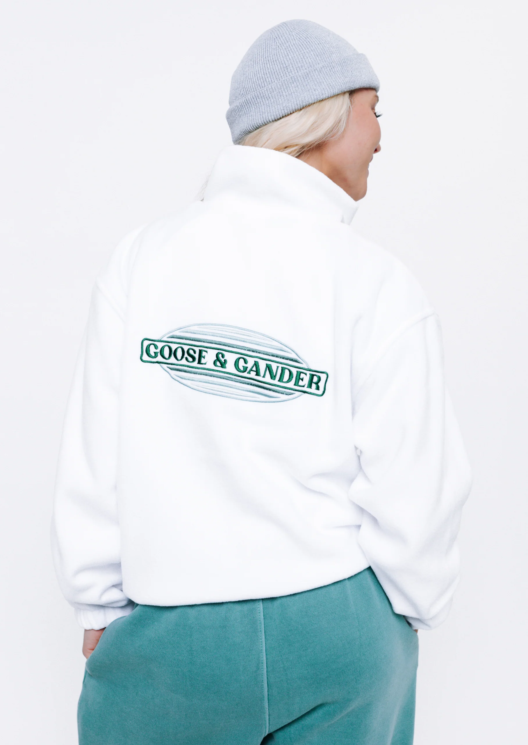 L&L Oval Embroidered Full Zip Fleece - White - Image 8