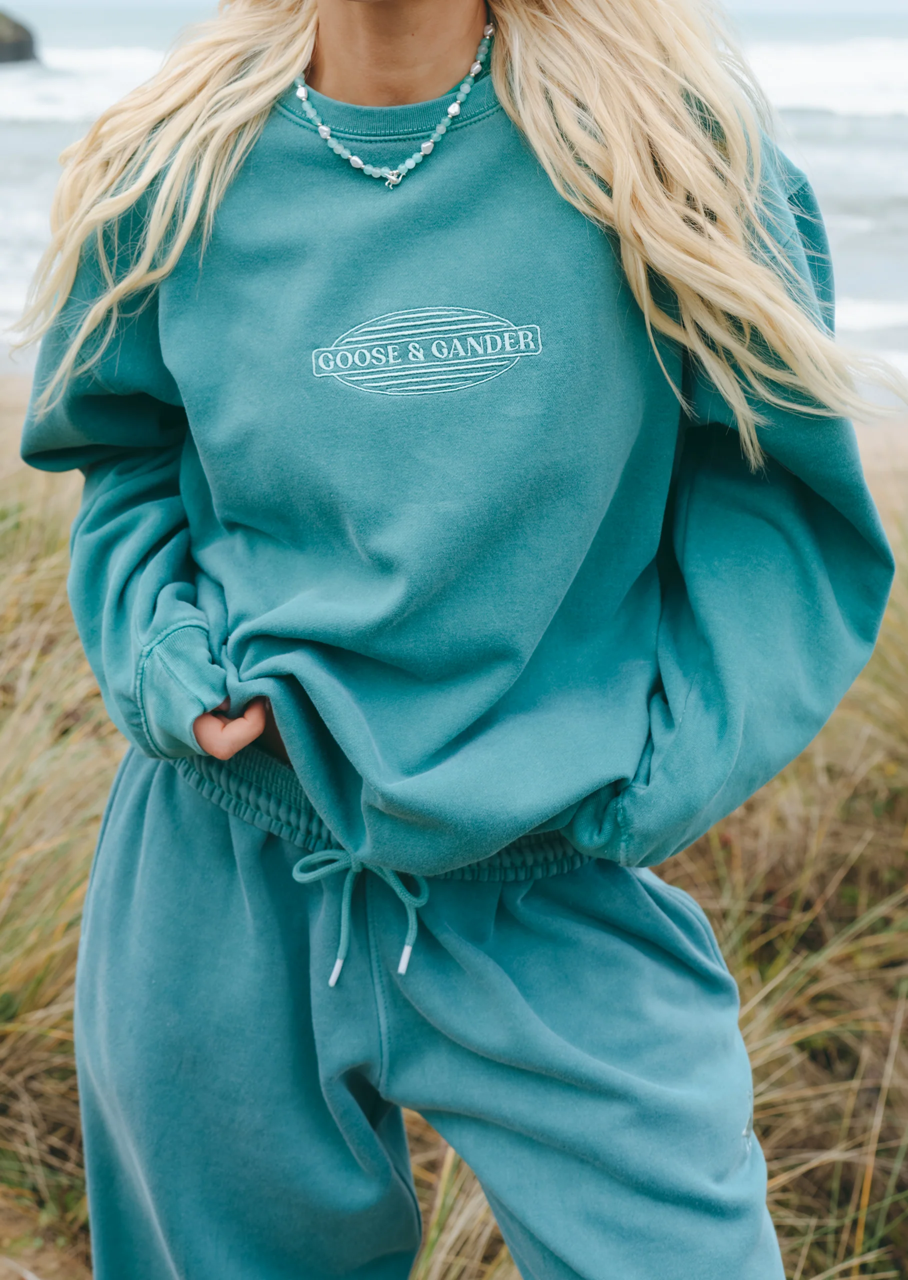 L&L Oval Embroidered Sweatshirt - Washed Green