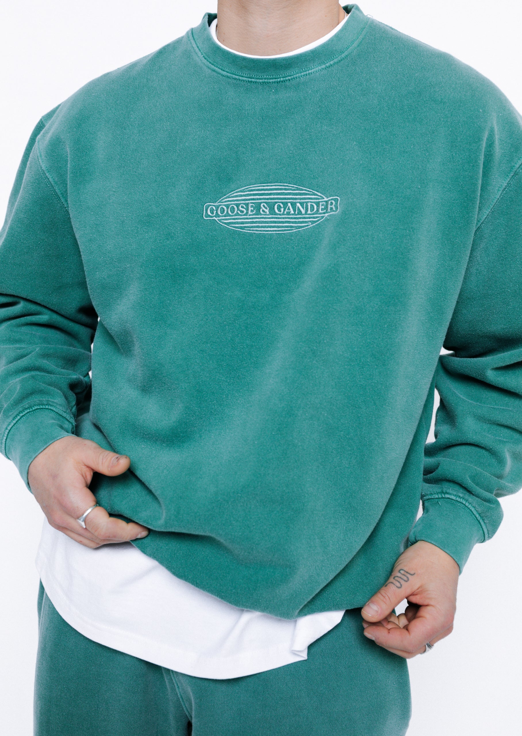 L&L Oval Embroidered Sweatshirt - Washed Green - Image 11