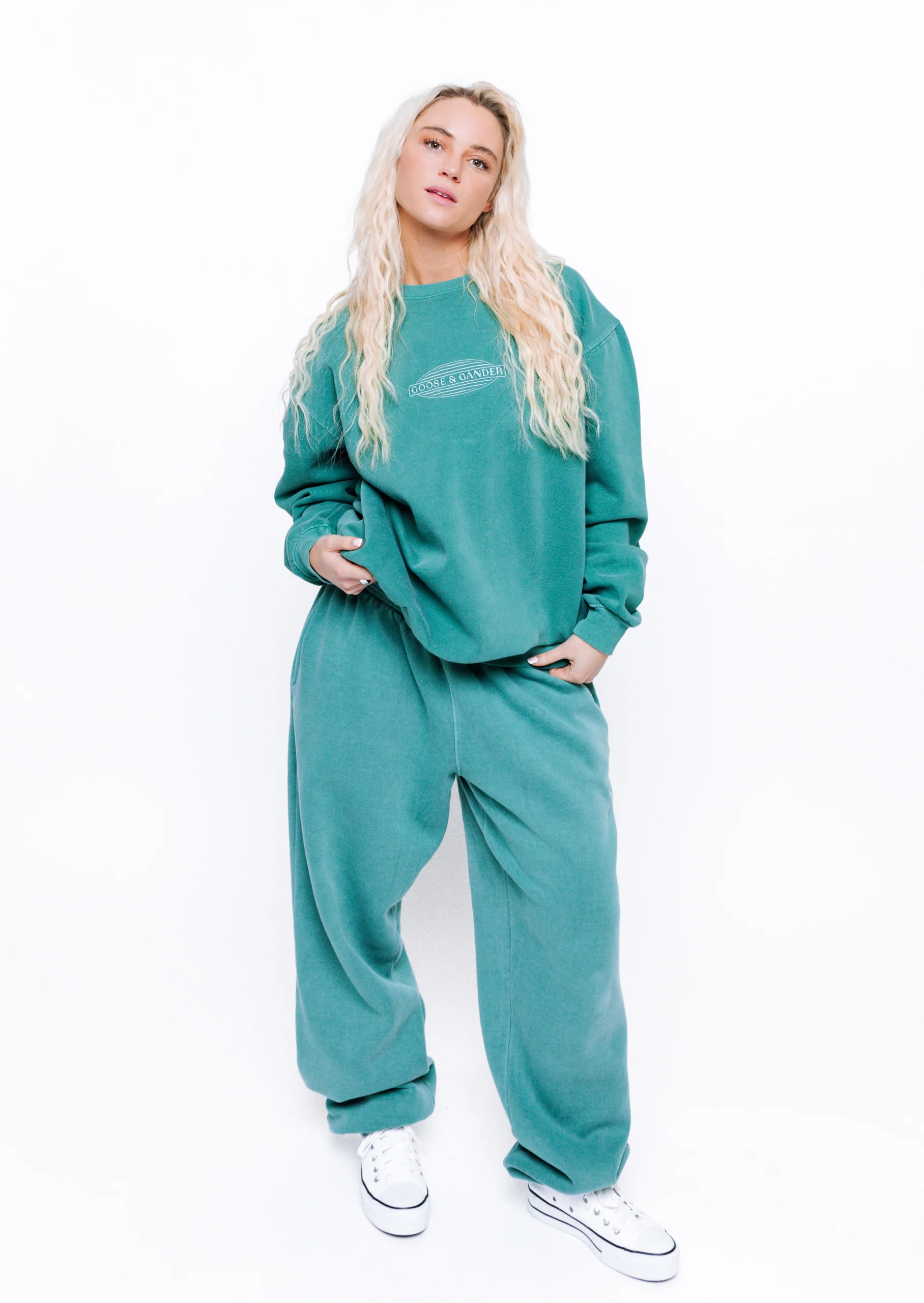 L&L Oval Embroidered Sweatshirt - Washed Green - Image 13