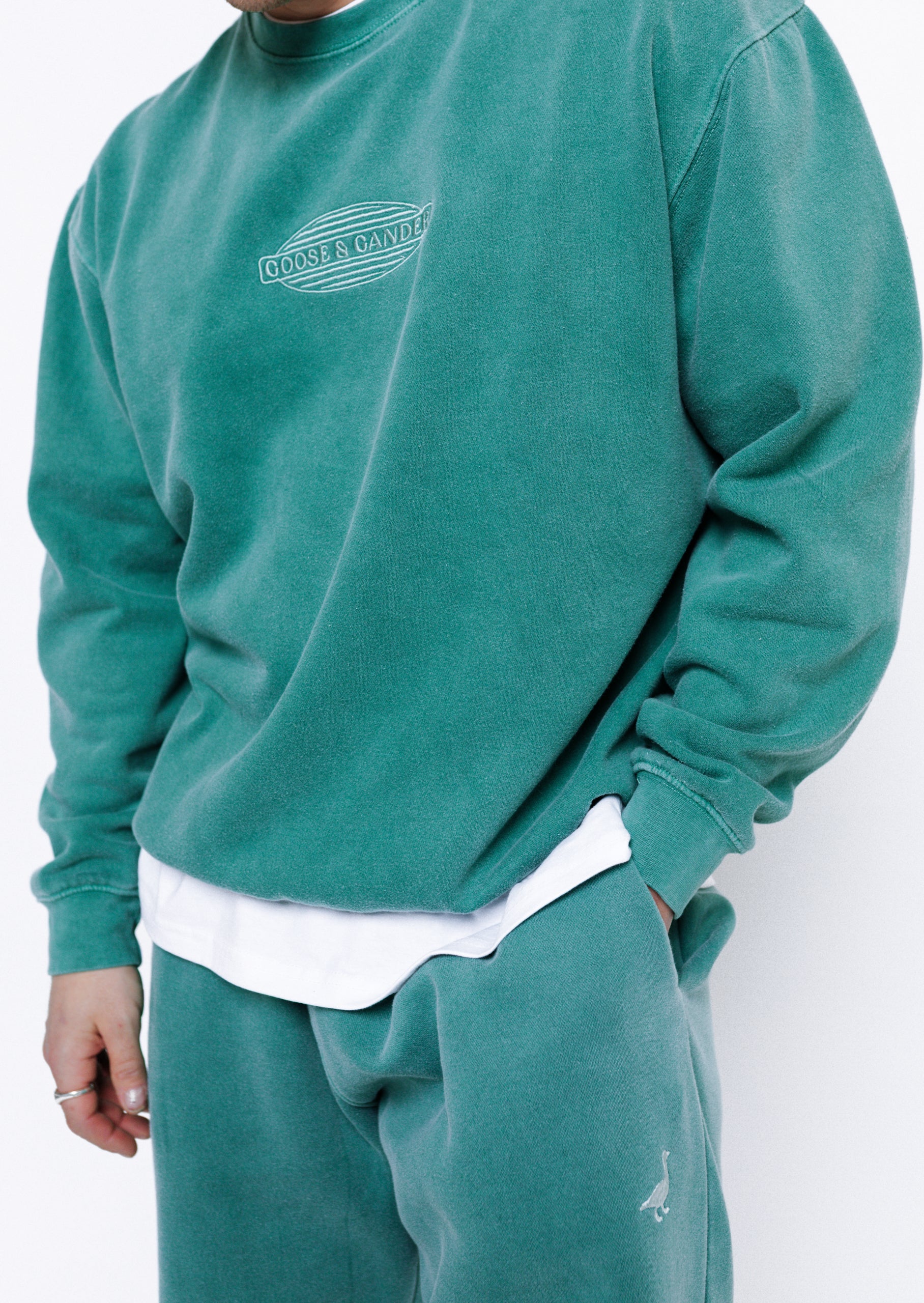 L&L Oval Embroidered Sweatshirt - Washed Green - Image 3