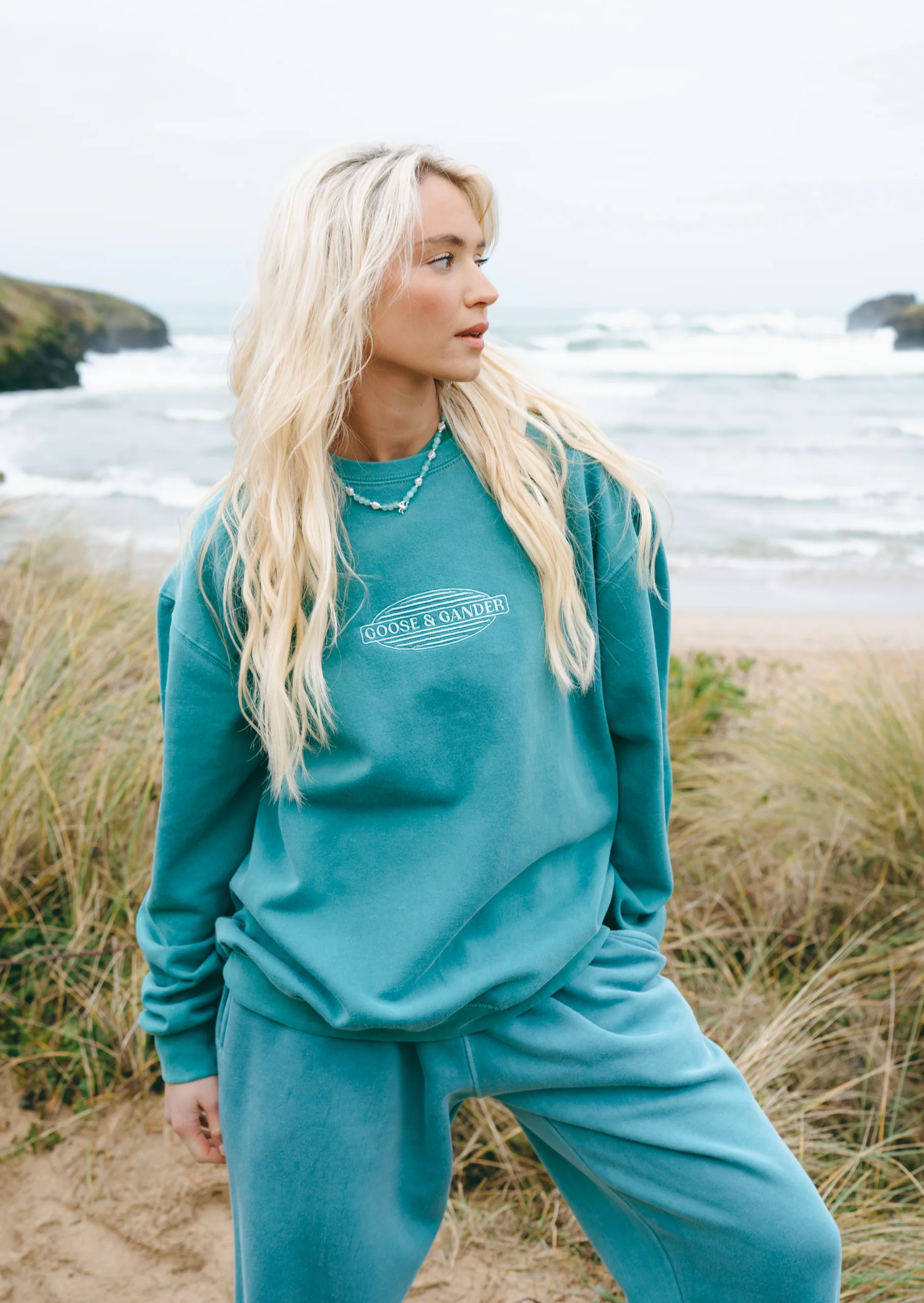 L&L Oval Embroidered Sweatshirt - Washed Green - Image 9