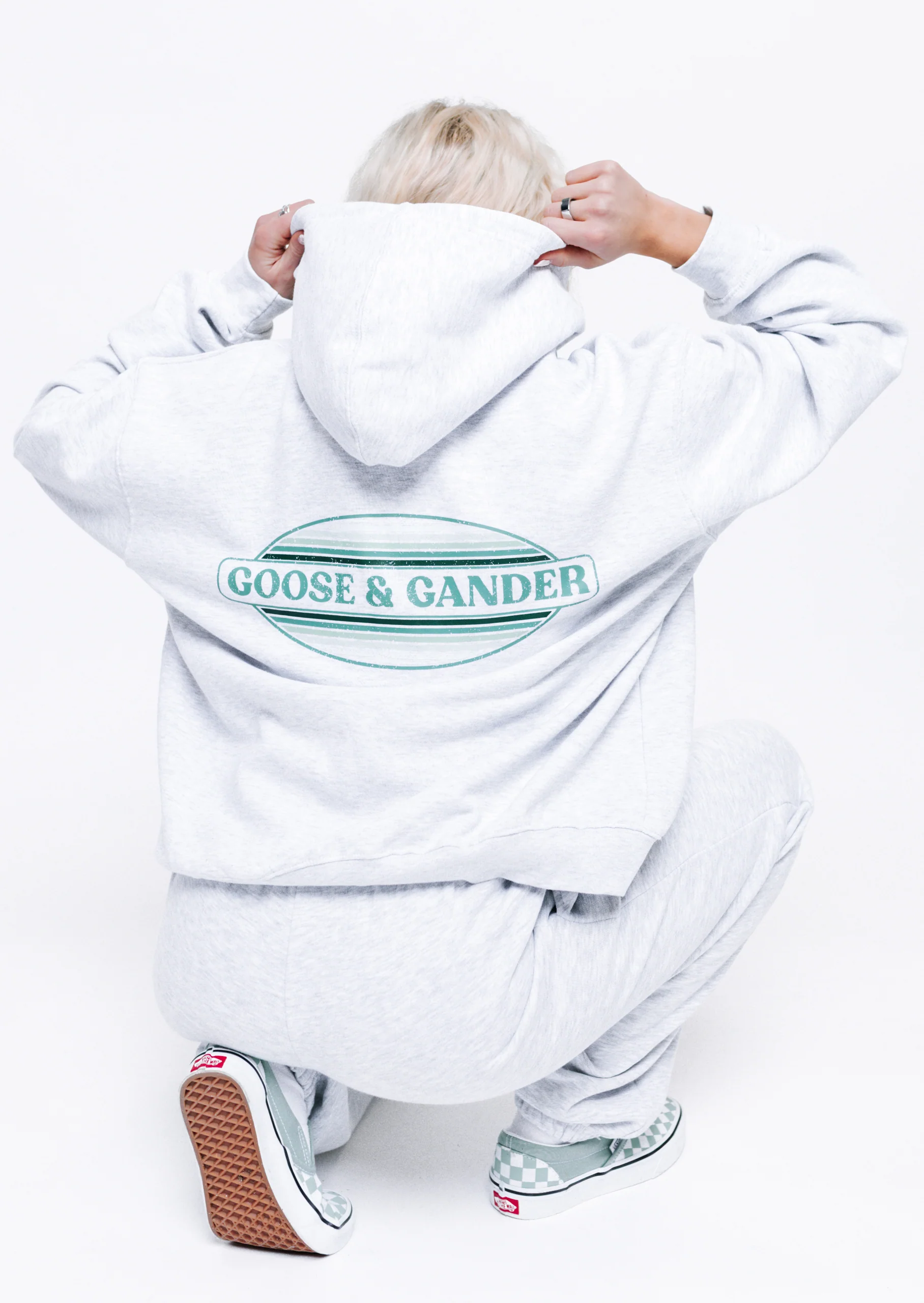 L&L Oval Printed Full Zip Hoodie - Ash Grey - Image 4