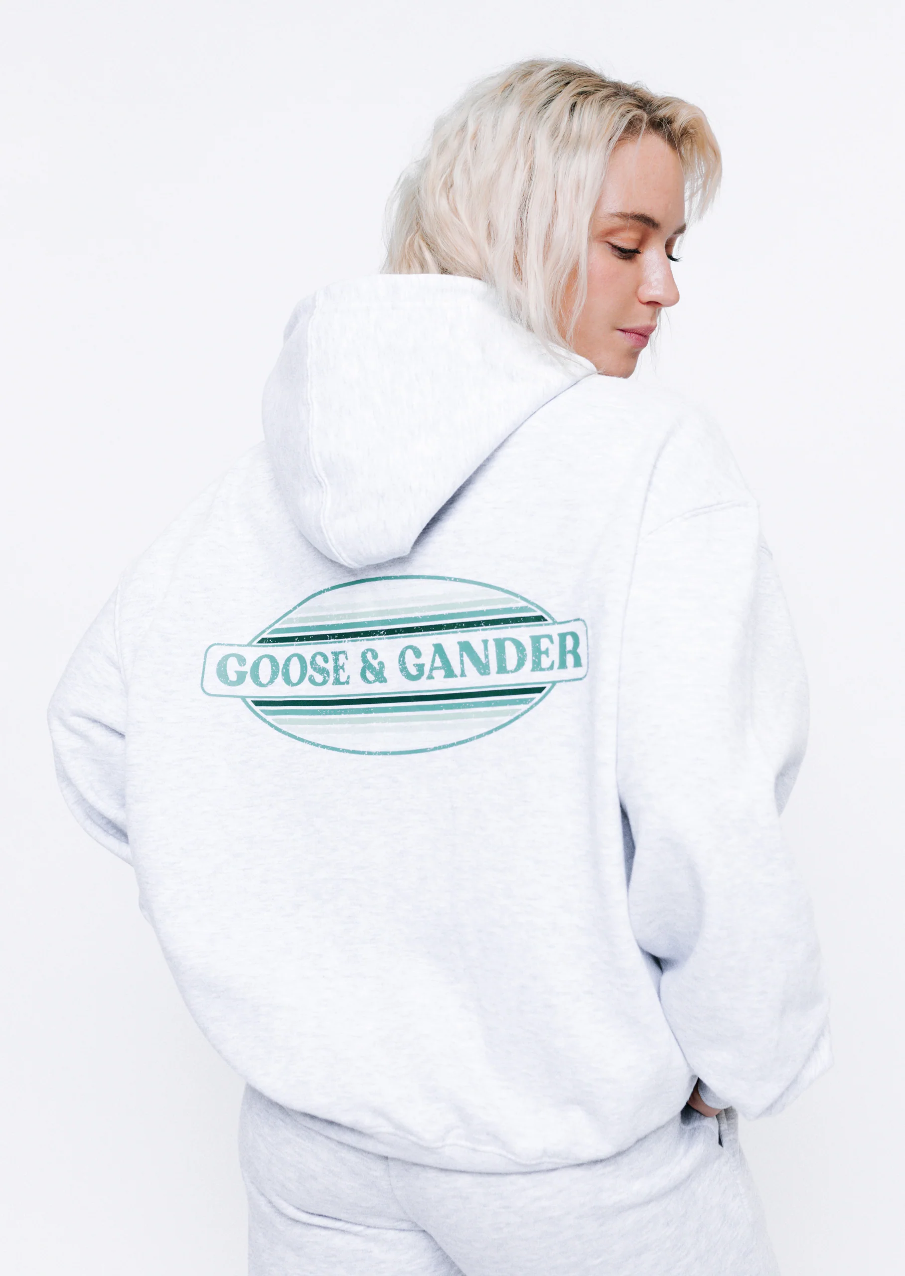 L&L Oval Printed Full Zip Hoodie - Ash Grey - Image 6