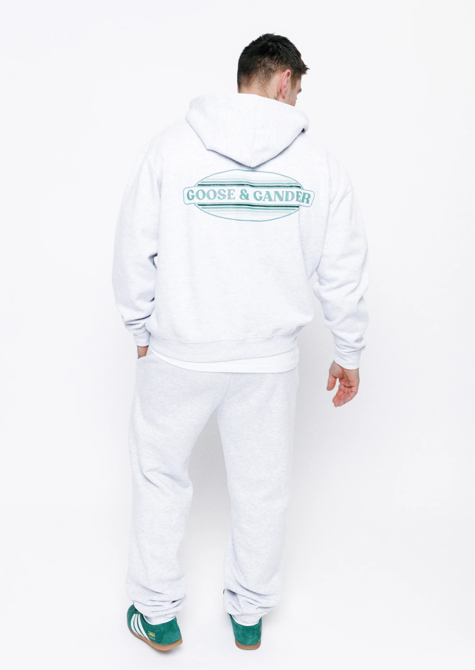 L&L Oval Printed Full Zip Hoodie - Ash Grey - Image 7