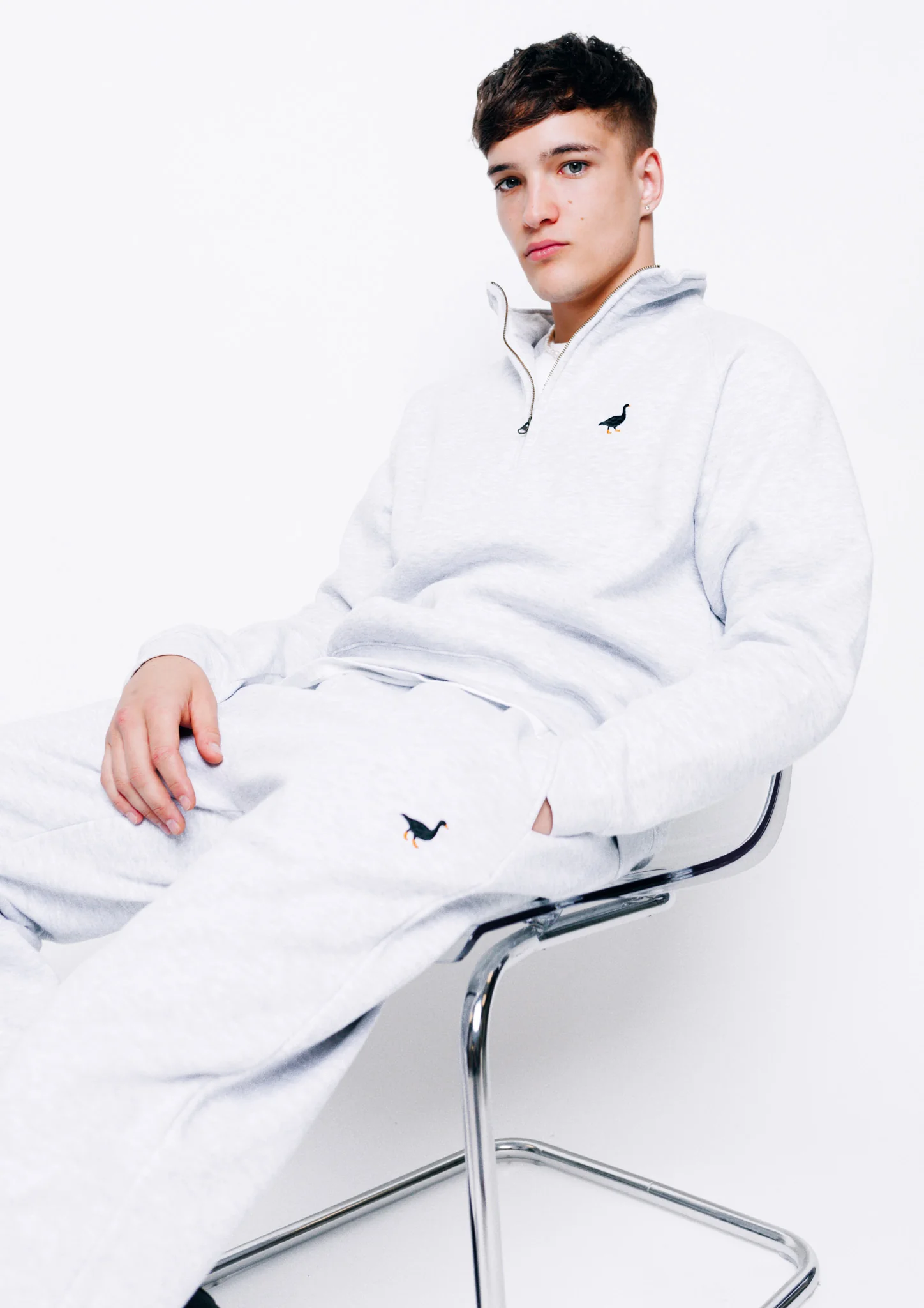 Premium Goose 1/4 Zip Sweat - Ash Grey - Image 10
