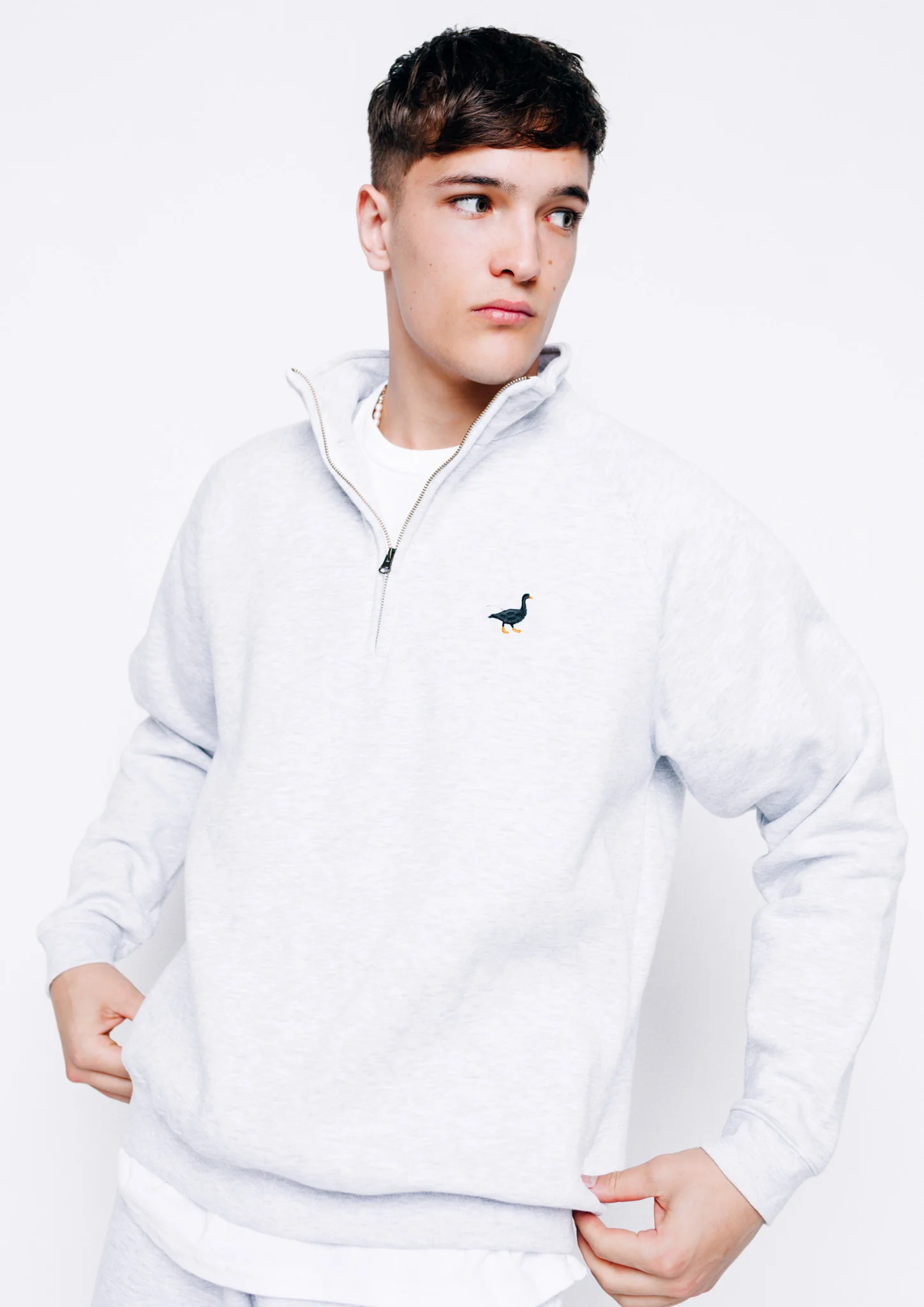 Premium Goose 1/4 Zip Sweat - Ash Grey - Image 11