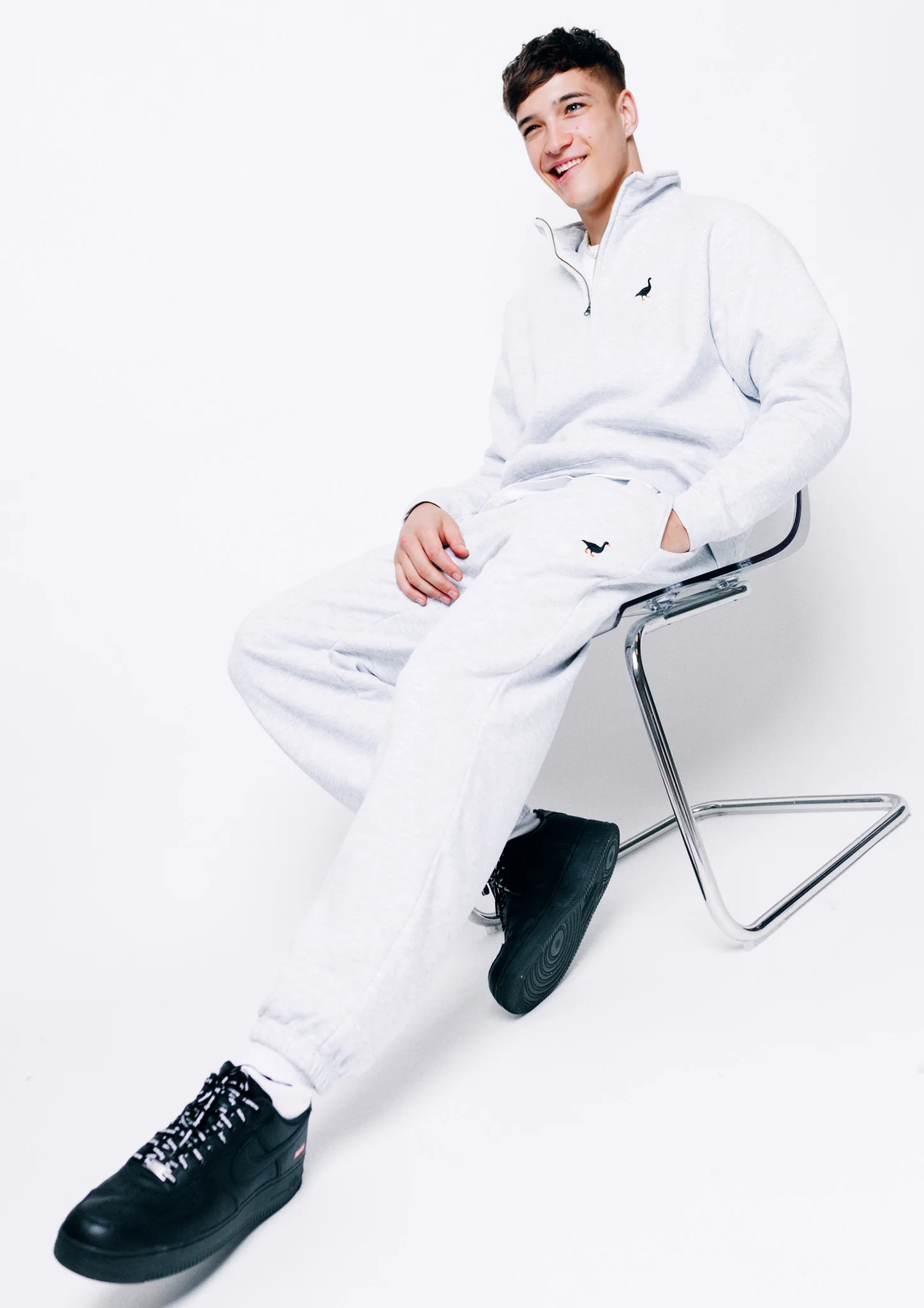 Premium Goose 1/4 Zip Sweat - Ash Grey - Image 12