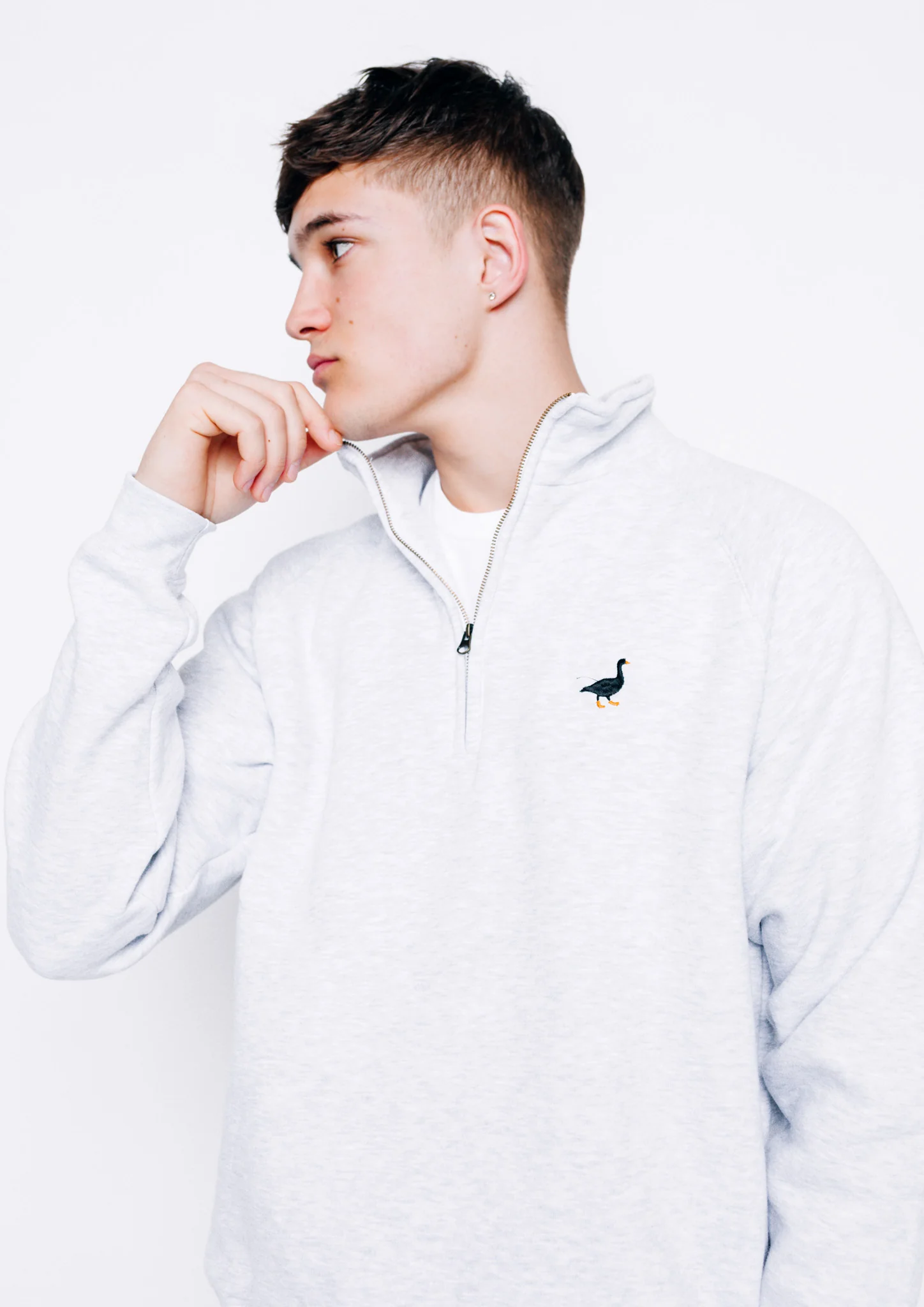 Premium Goose 1/4 Zip Sweat - Ash Grey - Image 13