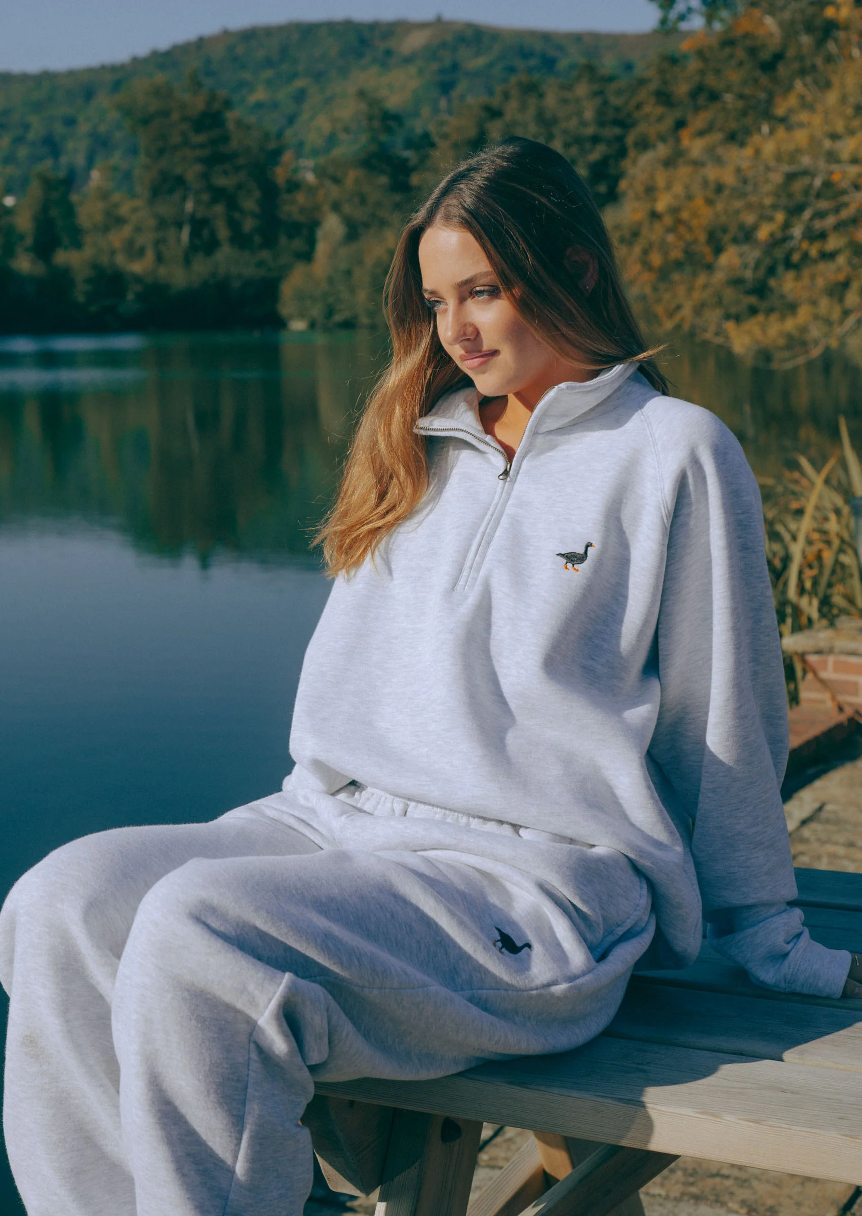 Premium Goose 1/4 Zip Sweat - Ash Grey - Image 5