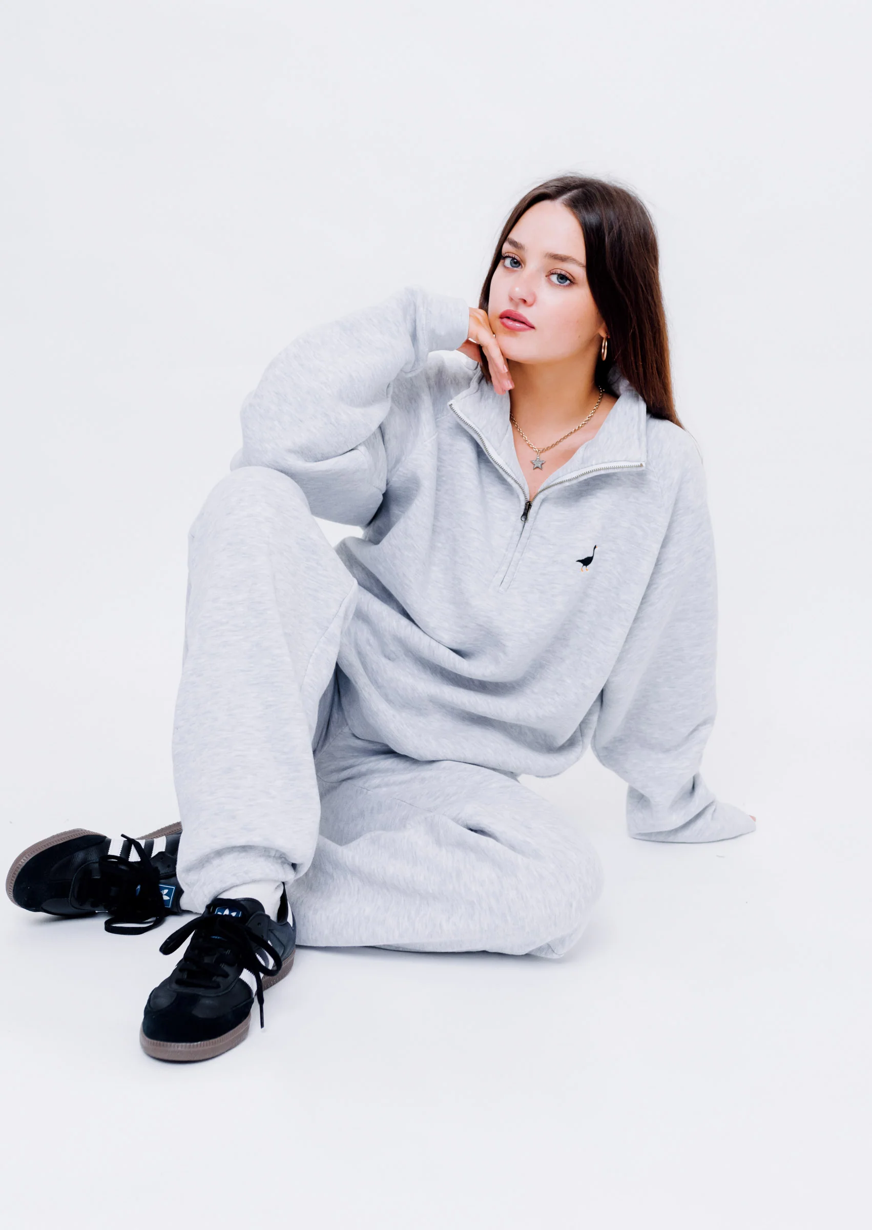 Premium Goose 1/4 Zip Sweat - Ash Grey - Image 6