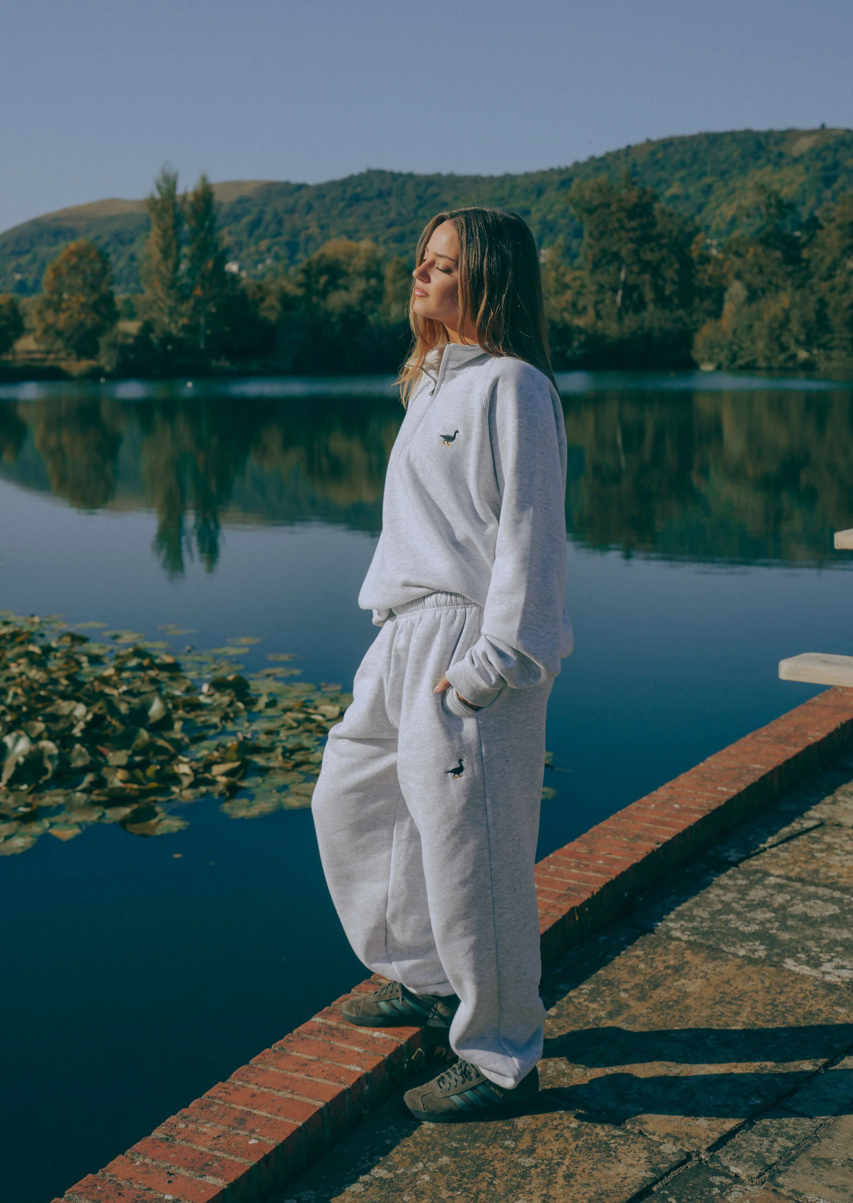 Premium Goose 1/4 Zip Sweat - Ash Grey - Image 7