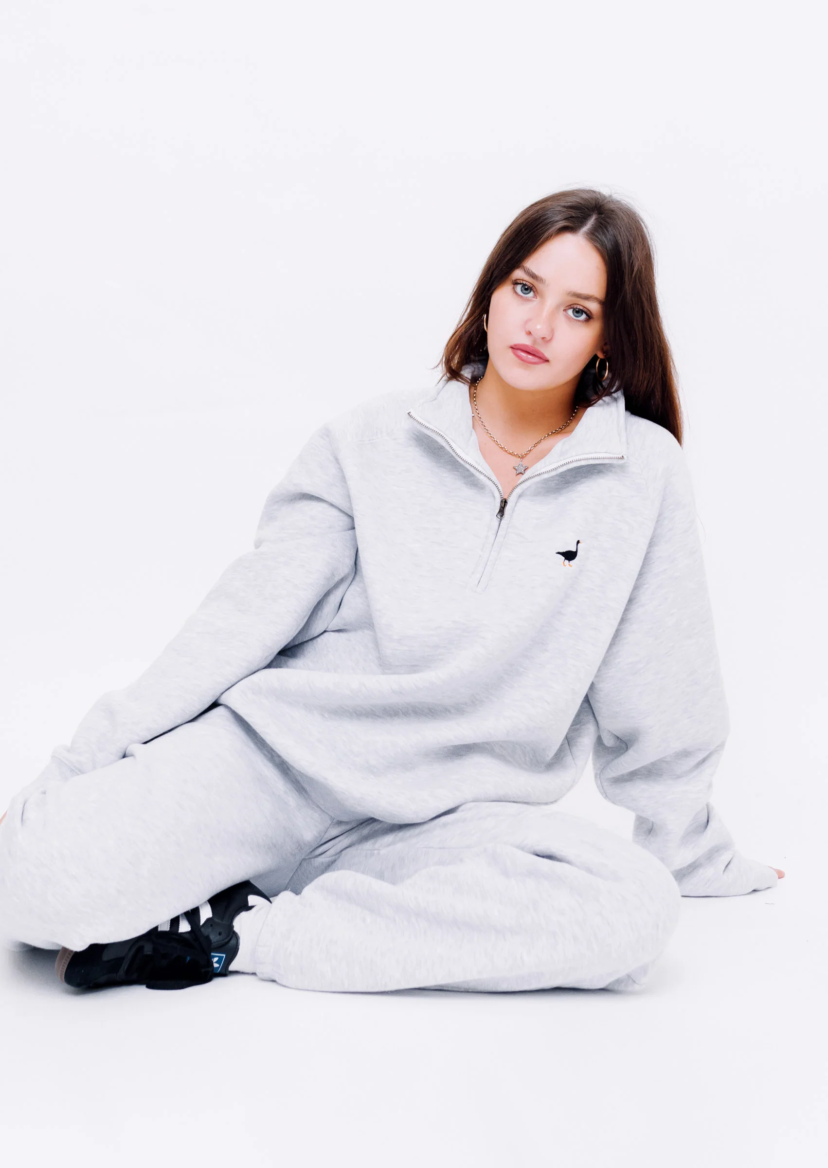 Premium Goose 1/4 Zip Sweat - Ash Grey - Image 9
