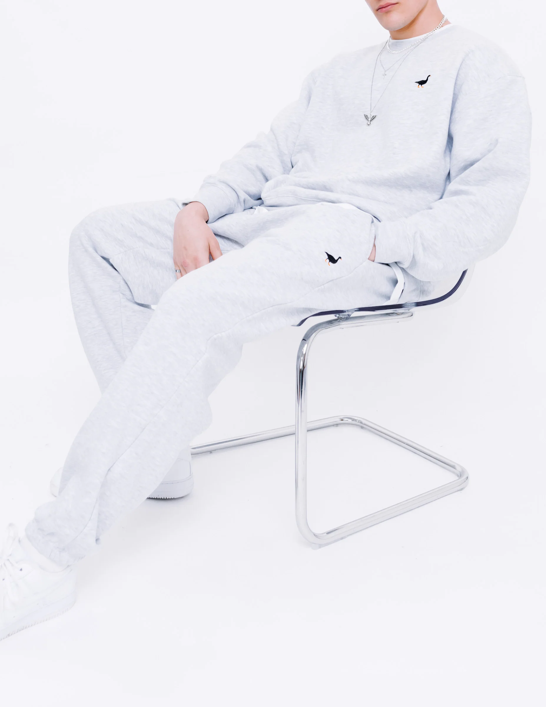 Premium Goose Classic Fit Joggers - Ash Grey - Image 3