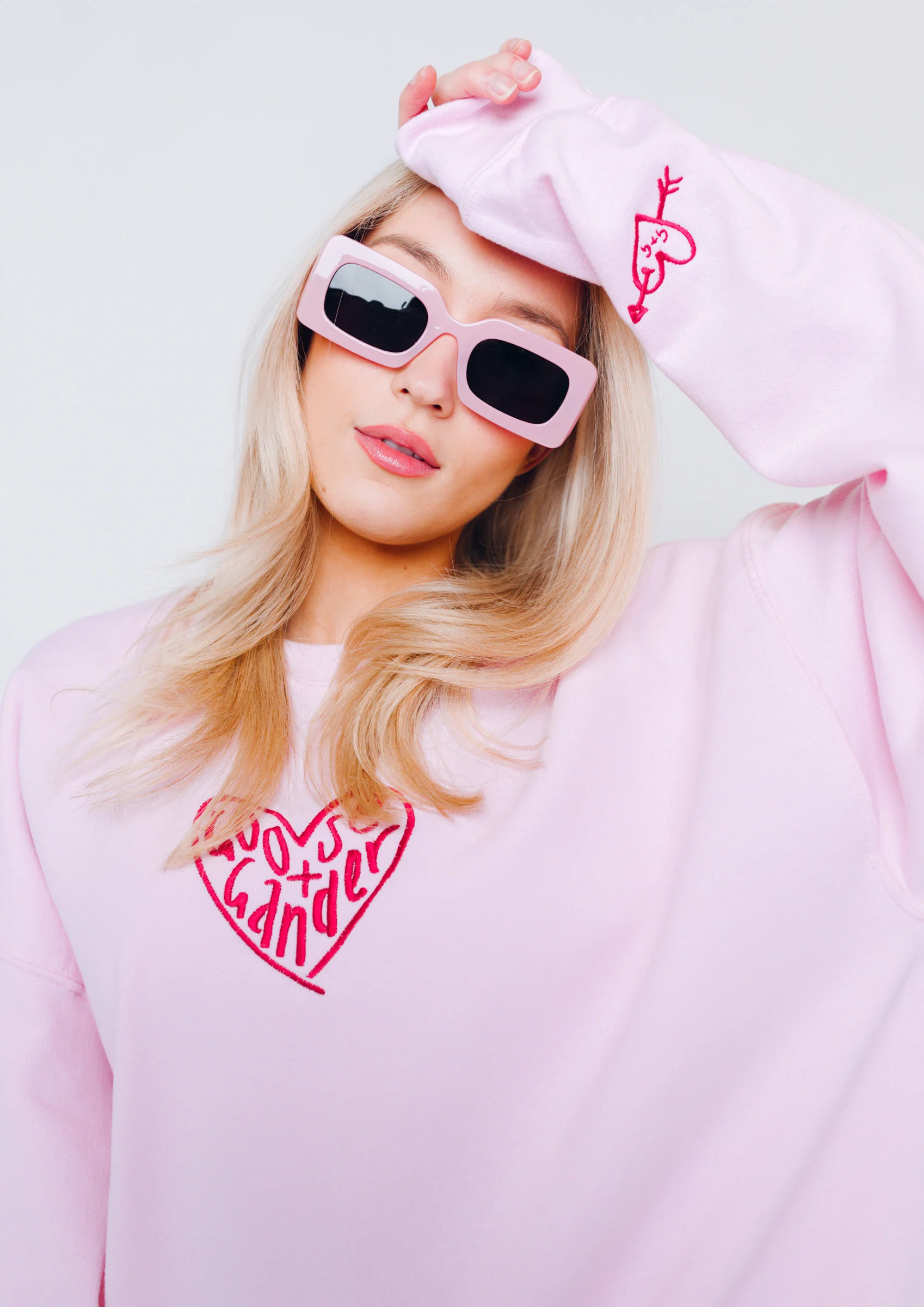 Heart Club Embroidered Sweat - Baby Pink - Image 10