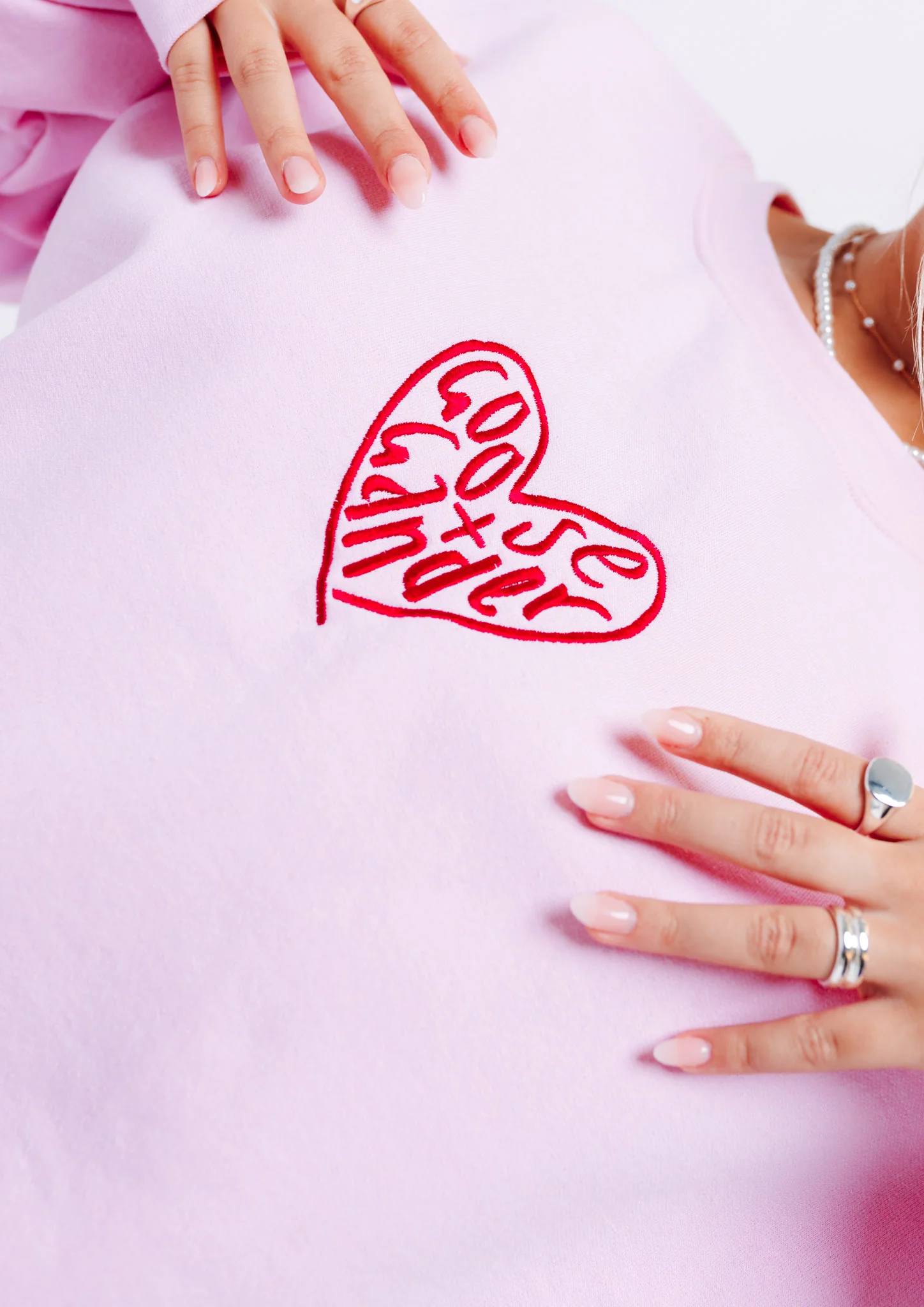 Heart Club Embroidered Sweat - Baby Pink - Image 4